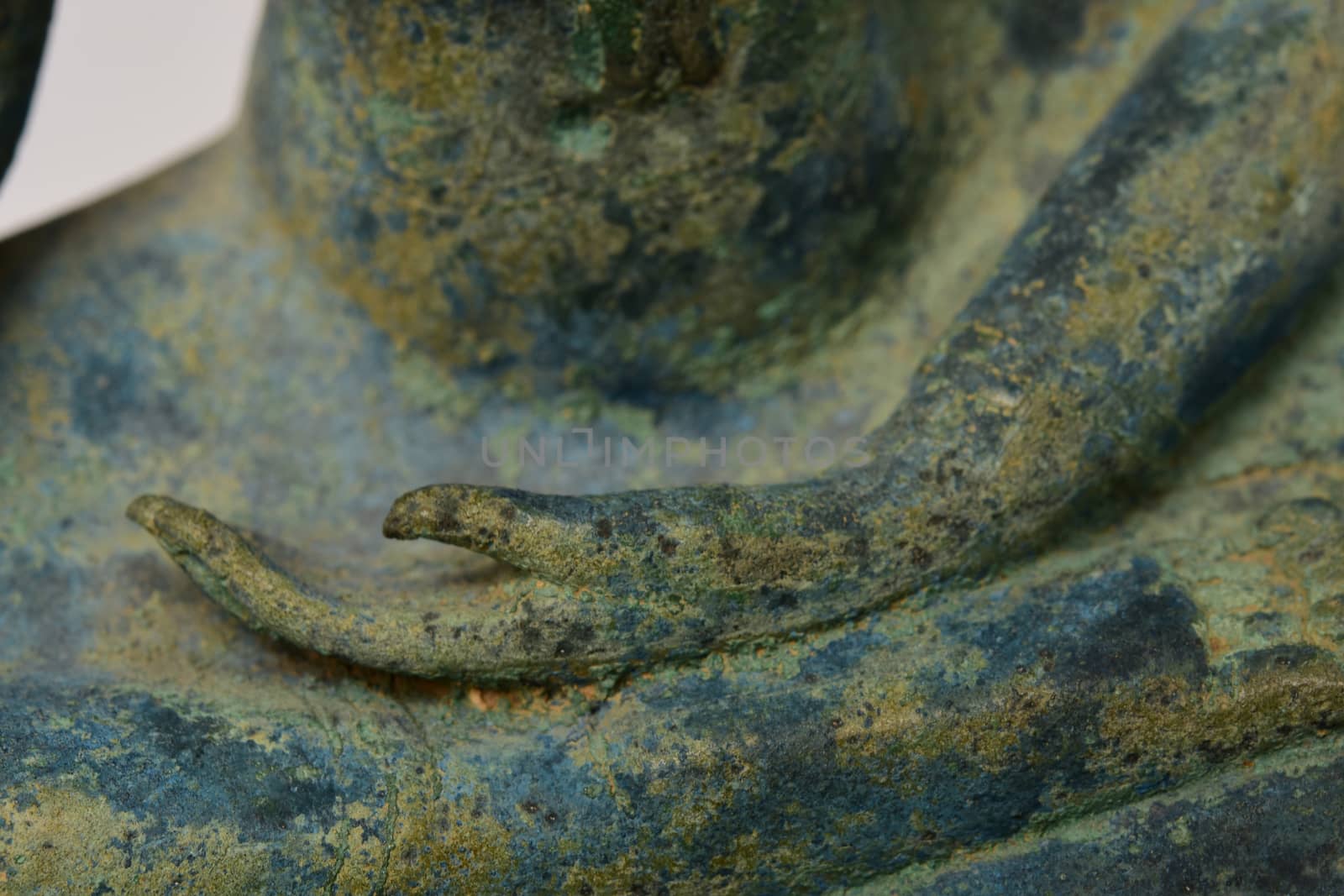 Close-up Hand Buddha statue old bronzes