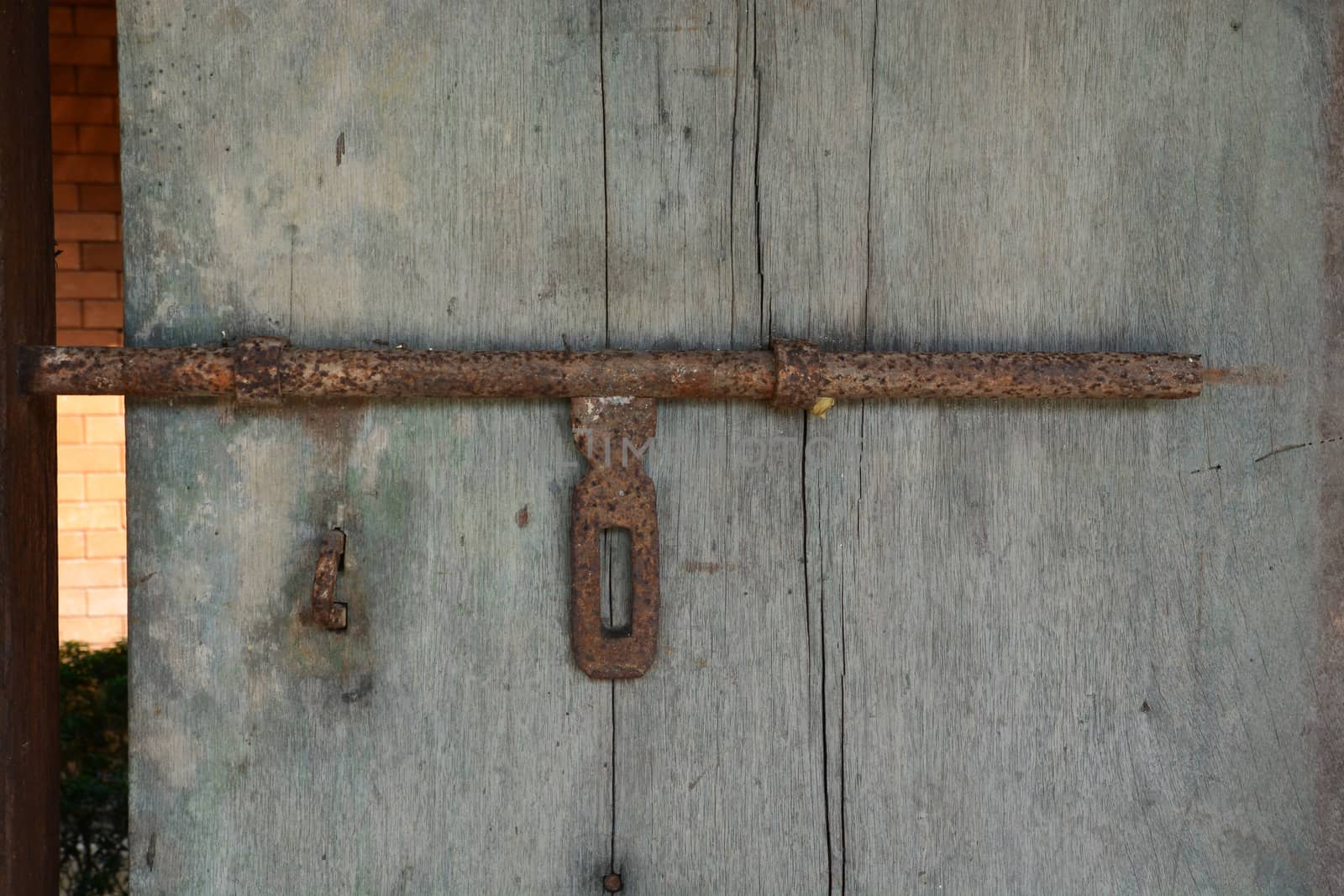 Vintage Door Lock rusted on old door wood by ideation90