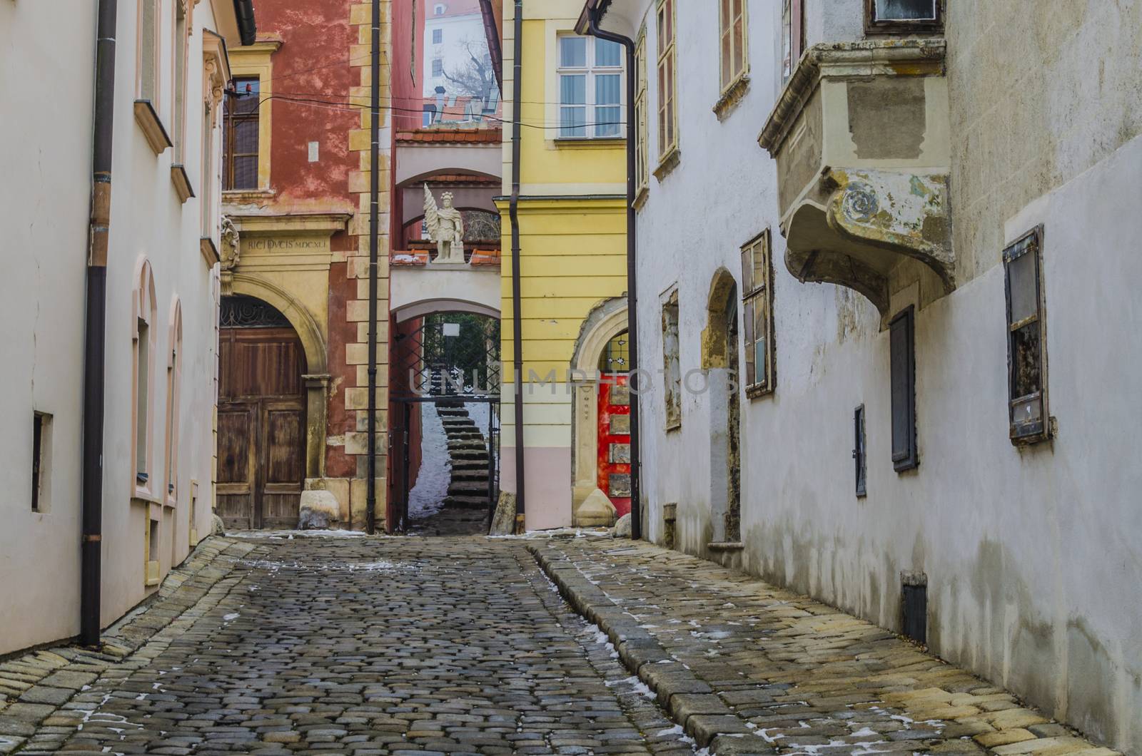 Streets and passageways mansions and old constructions traces of other epochs in the historical center of Bratislava Slovakia