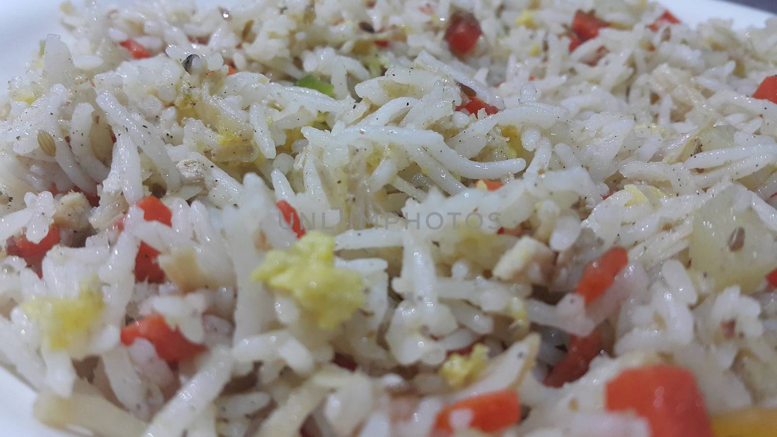 Basmati Rice Pulao or pulav with Peas, or vegetable rice using green peas also known as matar pulao background