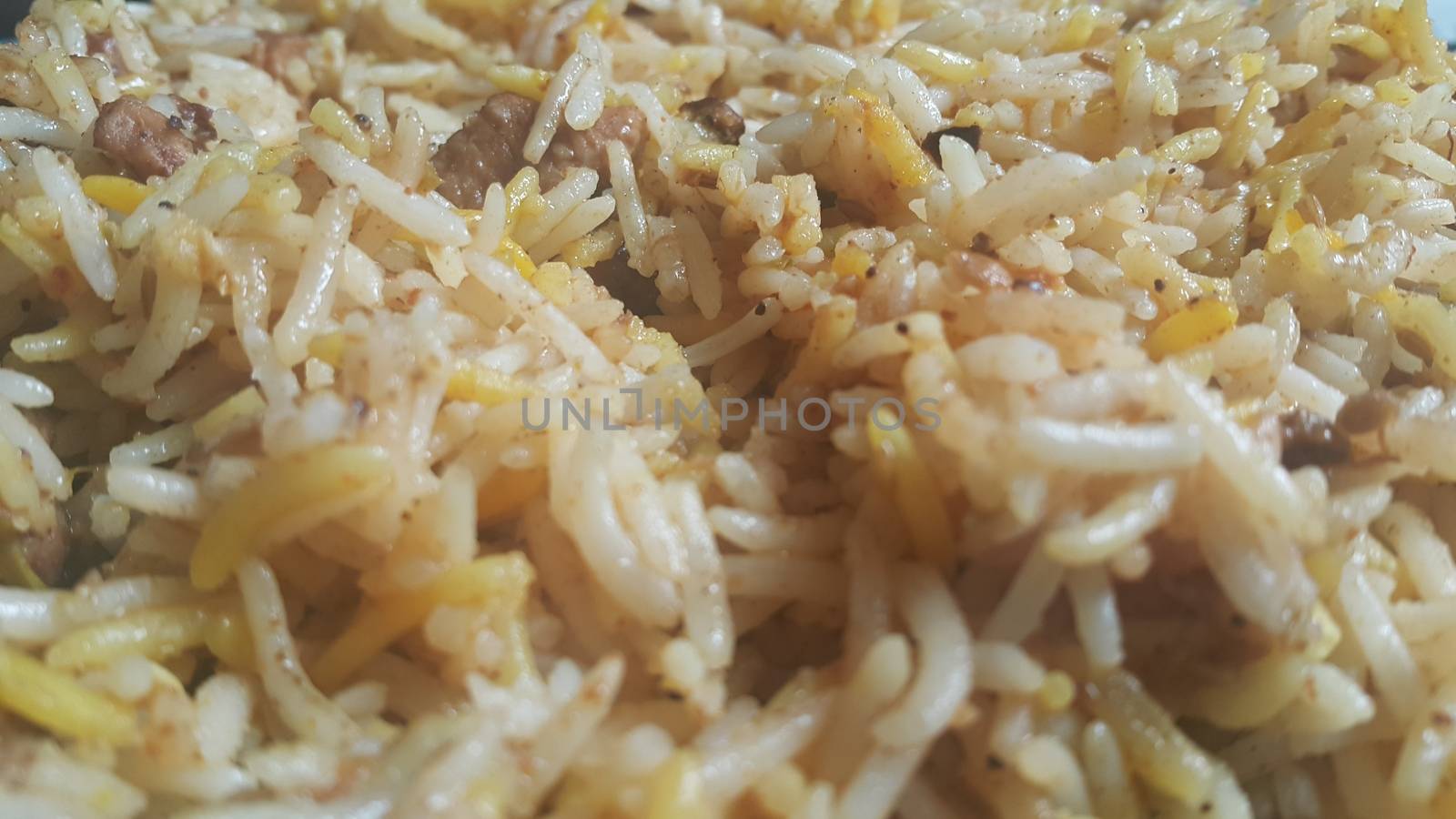 Traditional home made basmati rice pulao or pulav with chana, or vegetable rice dish