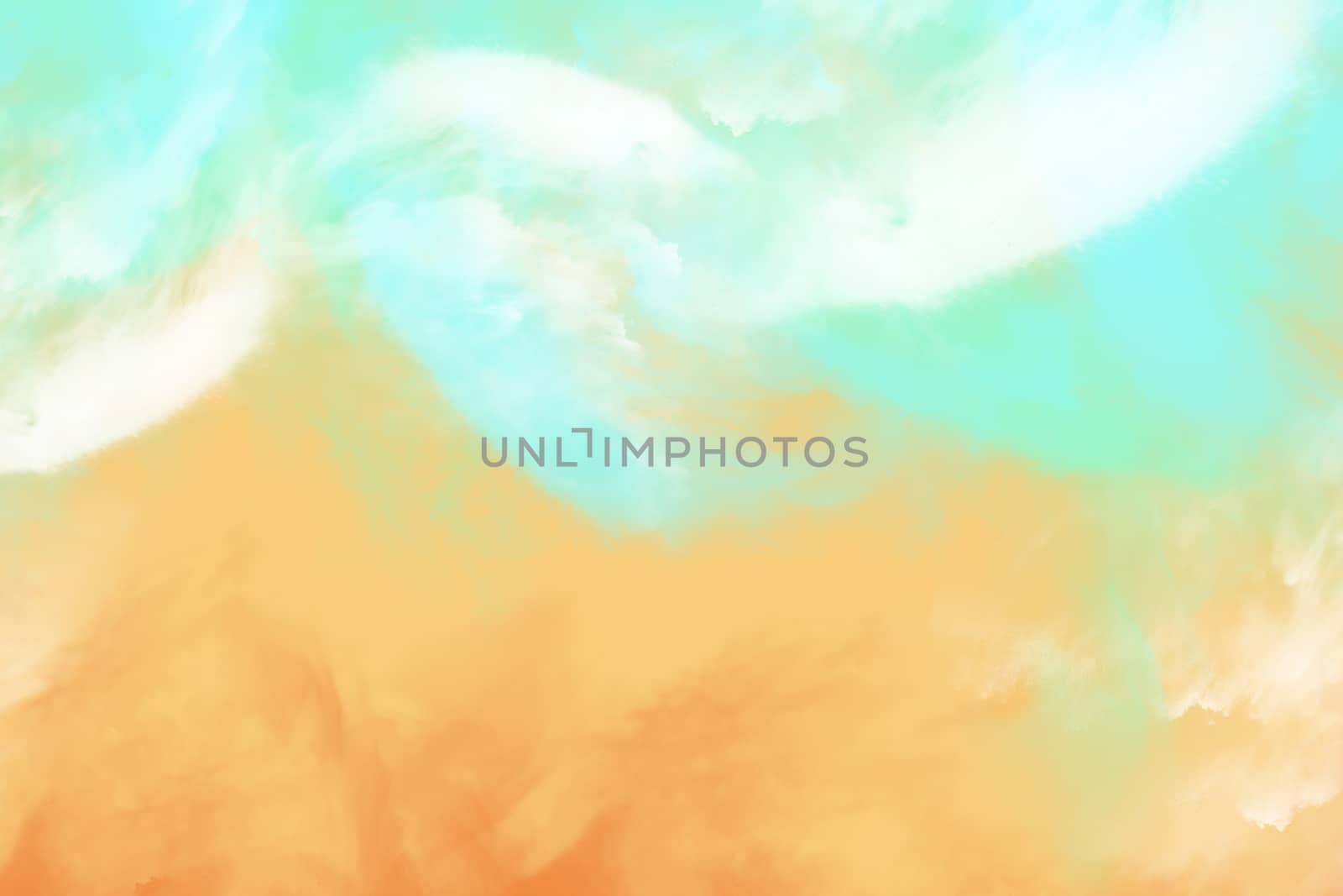 Abstract image of sea and sand beach in aqua menthe color tone for background, digital illustration