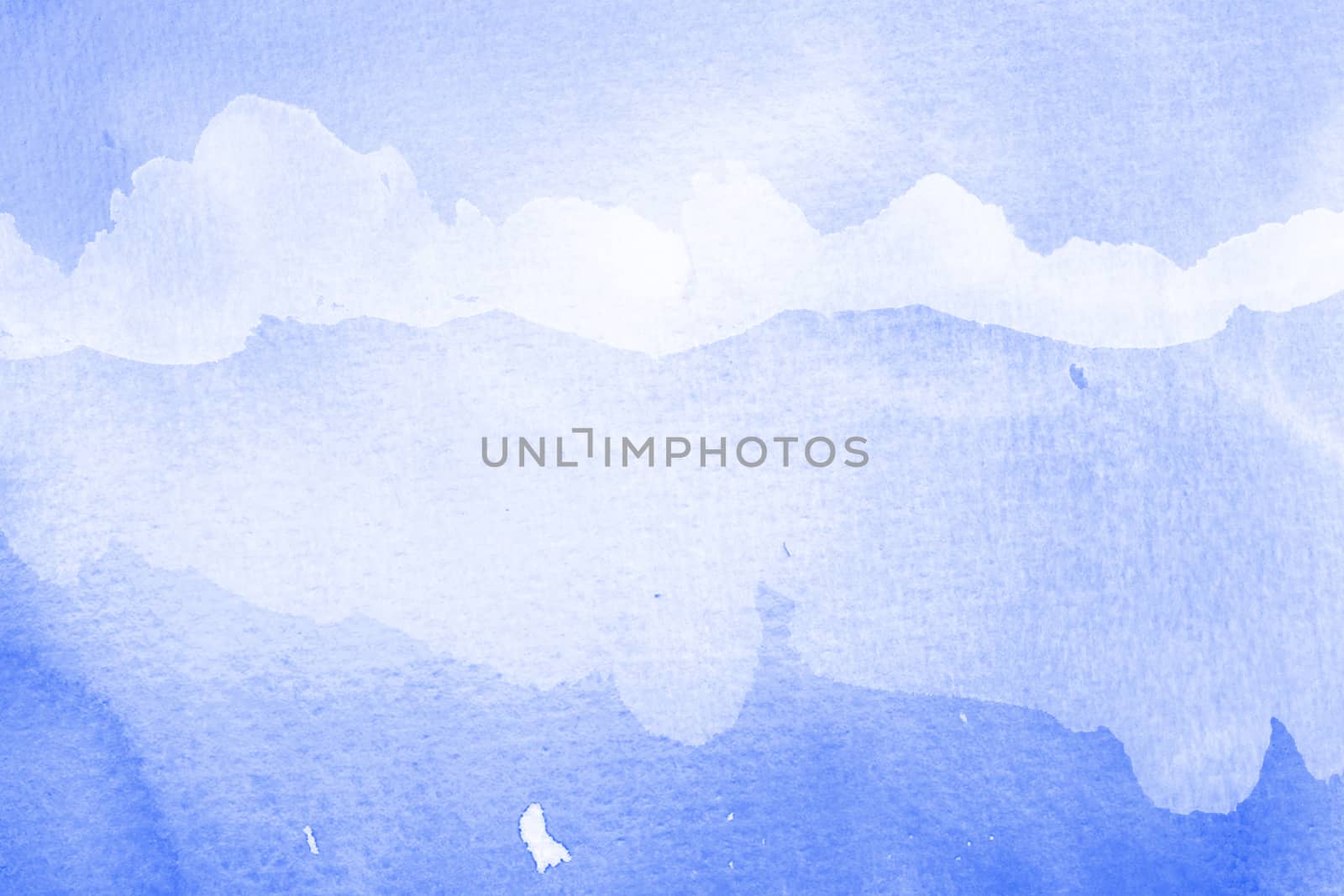 Watercolor texture on paper in blue color for background, abstract watercolor painting