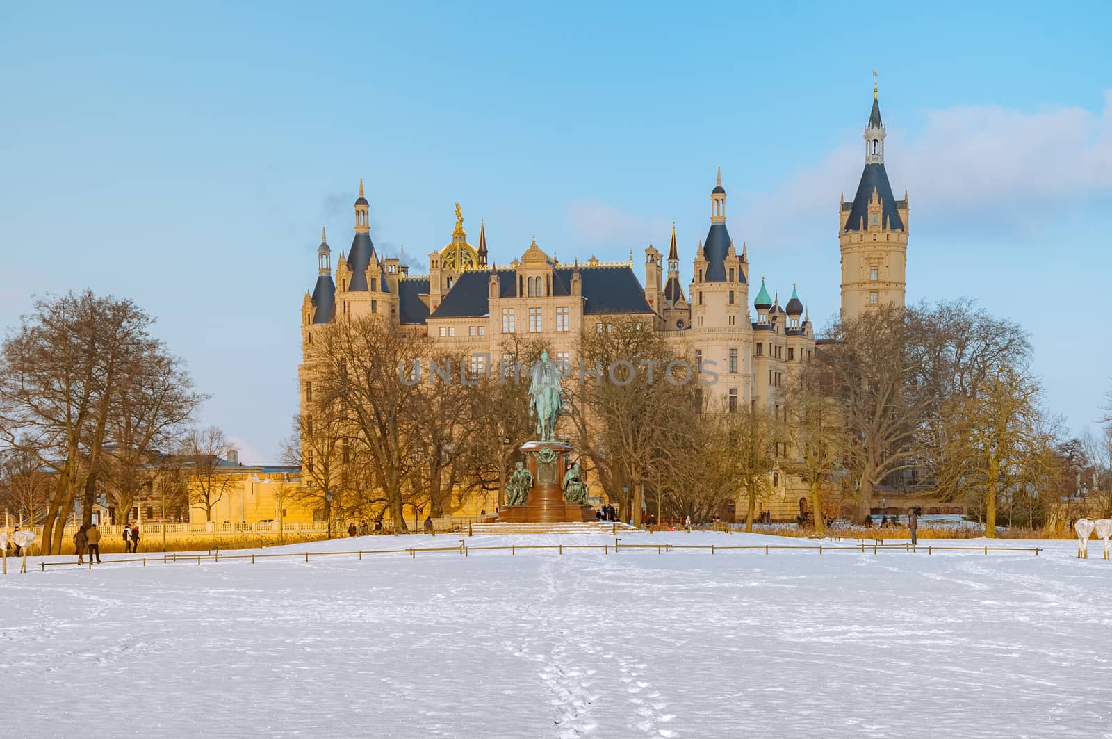 The beautiful, fairy-tale Castle of Schwerin in winter times.