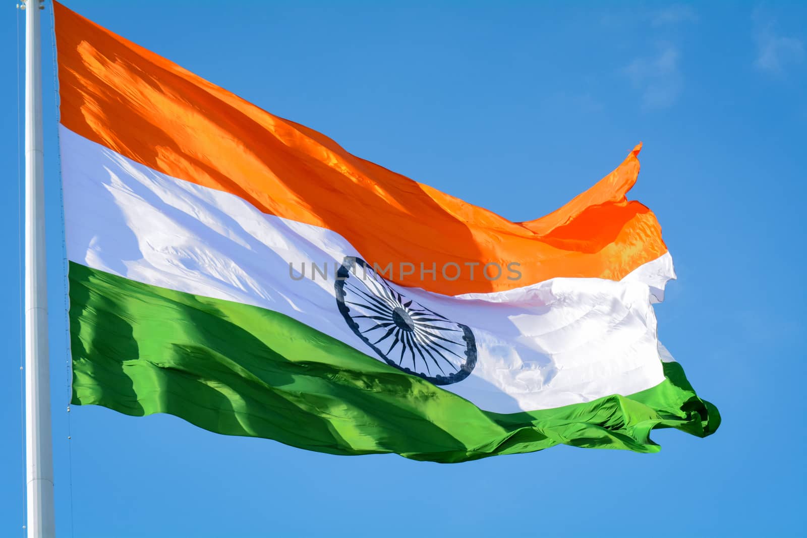 Indian flag waving in a air on independence day of india by rkbalaji