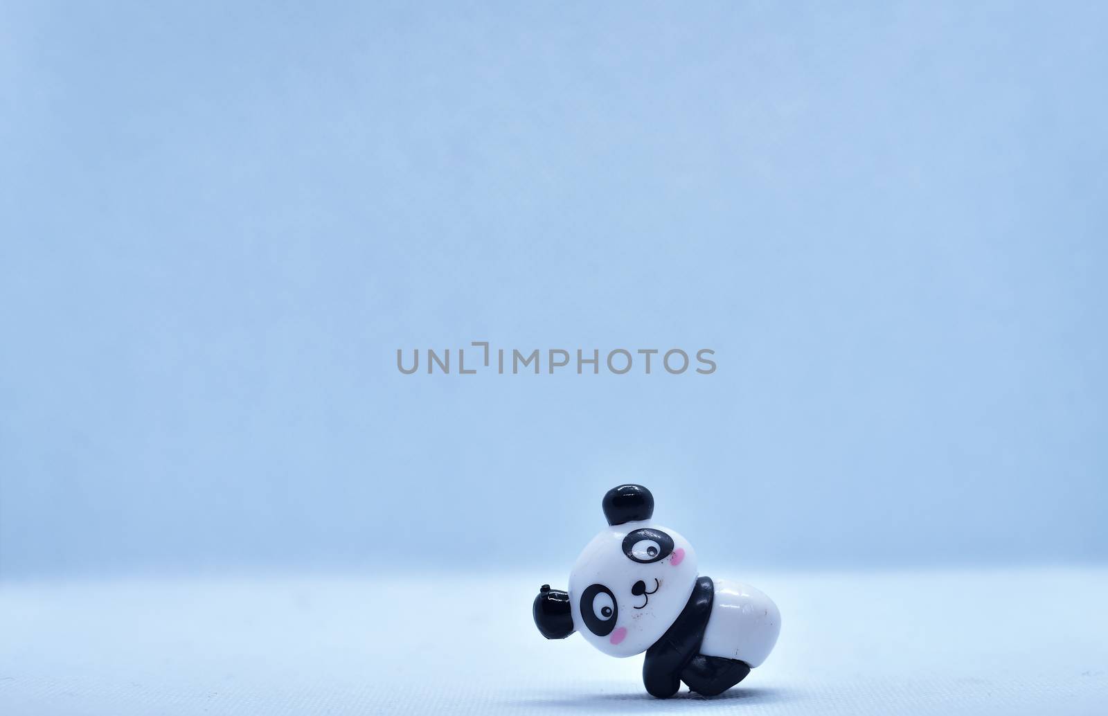 Little panda porcelain figurine isolated on black background by rkbalaji