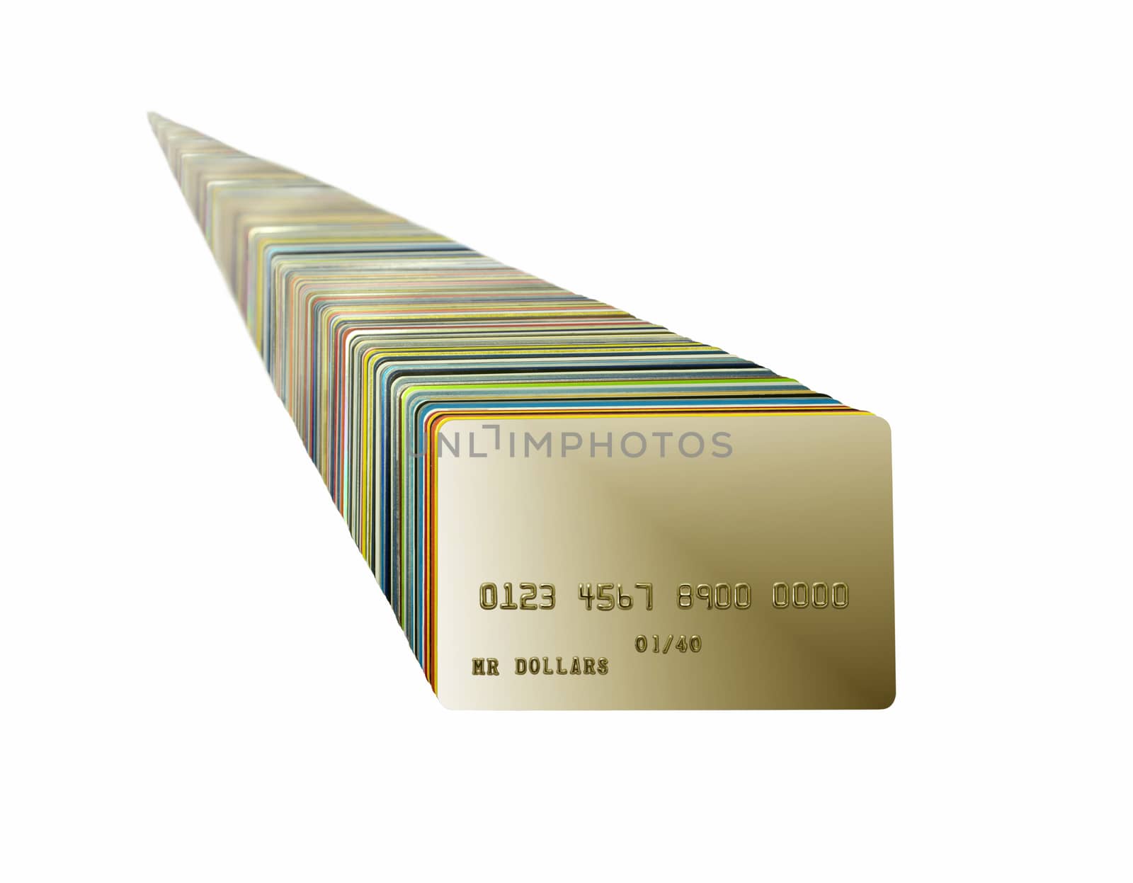 A stack of endless credit cards in white background