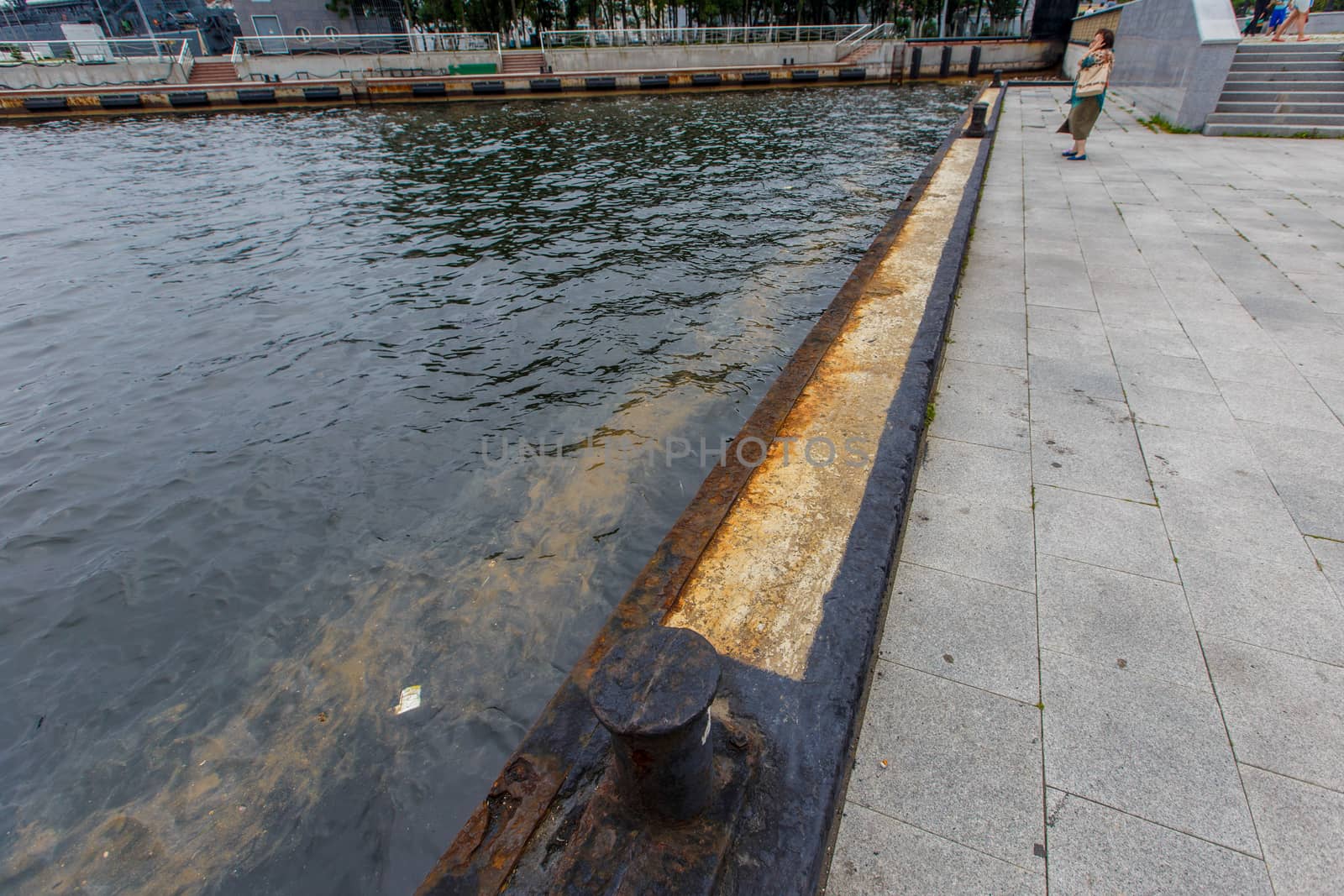 Ecological catastrophy. Spill of oil products into the sea.