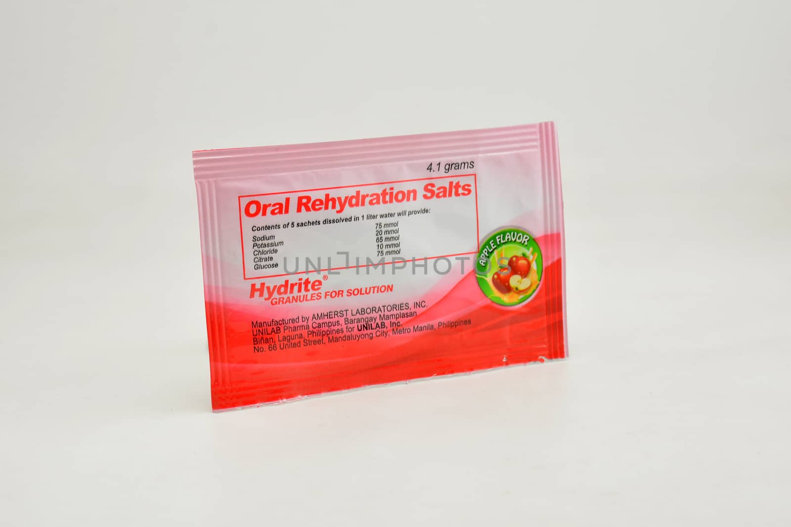 MANILA, PH - SEPT 10 - Oral rehydration salts hydrite apple flavor on September 10, 2020 in Manila, Philippines.