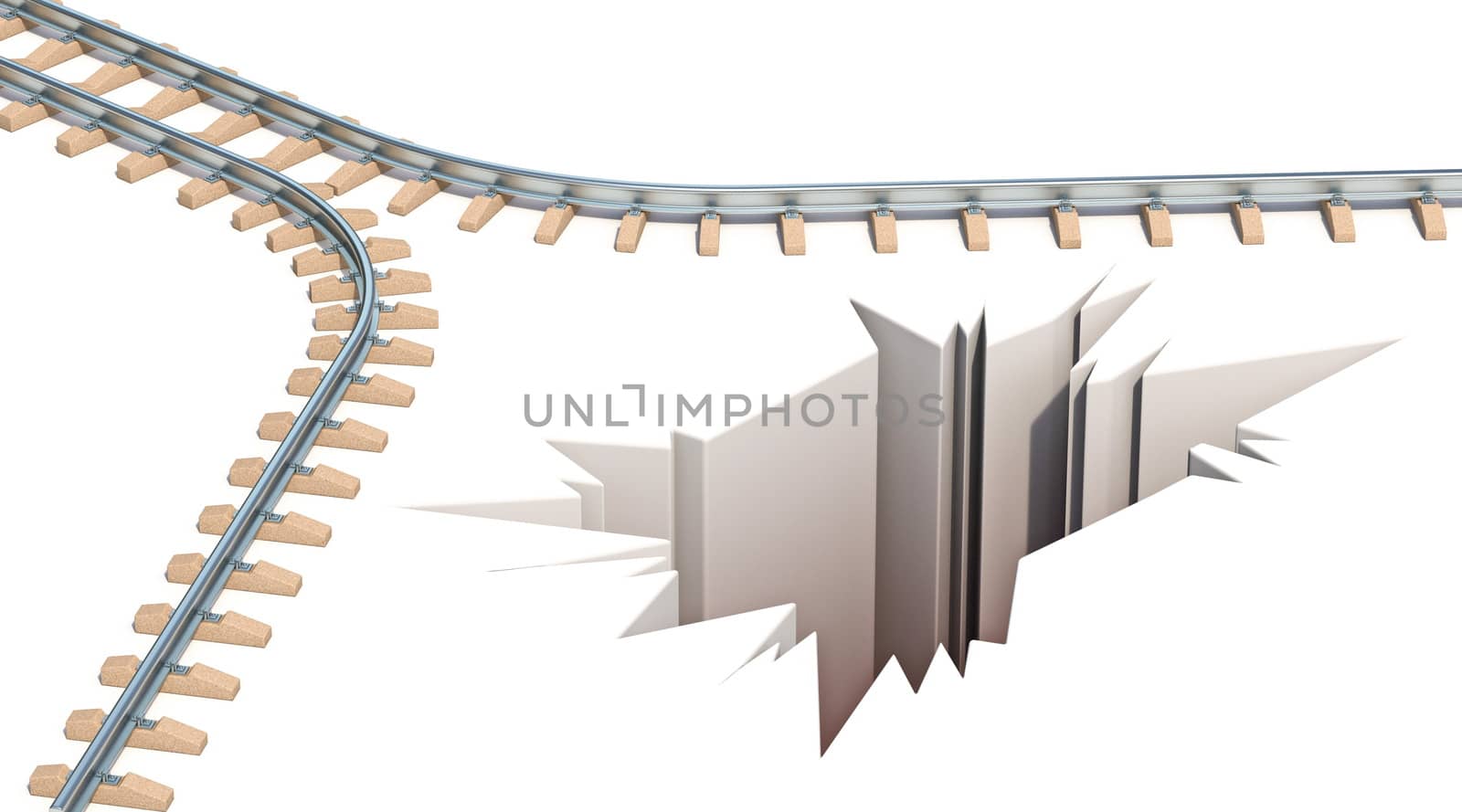 Railway escape hole 3D render illustration isolated on white background