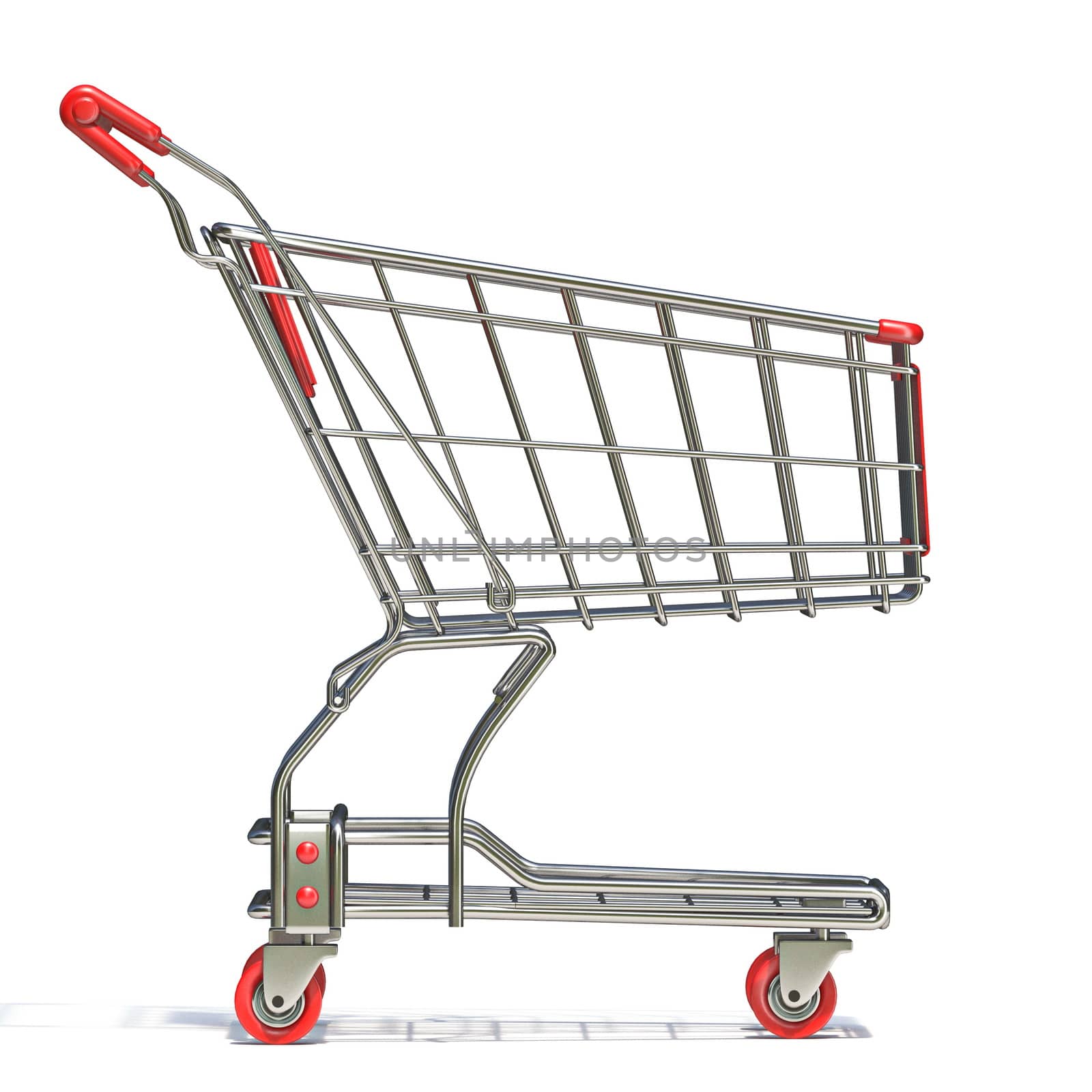 Shopping cart 3D render illustration isolated on white background