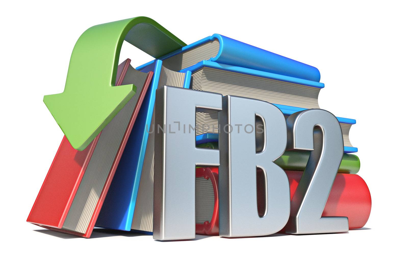 eBook FB2 download concept 3D render illustration isolated on white background