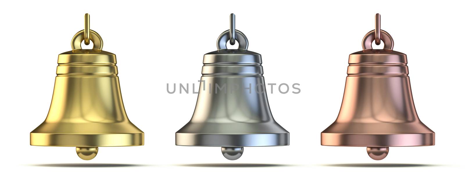 Golden, silver and bronze bells 3D by djmilic