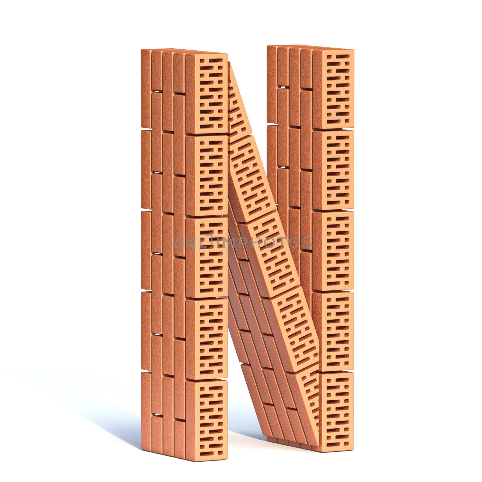 Brick wall font Letter N 3D by djmilic