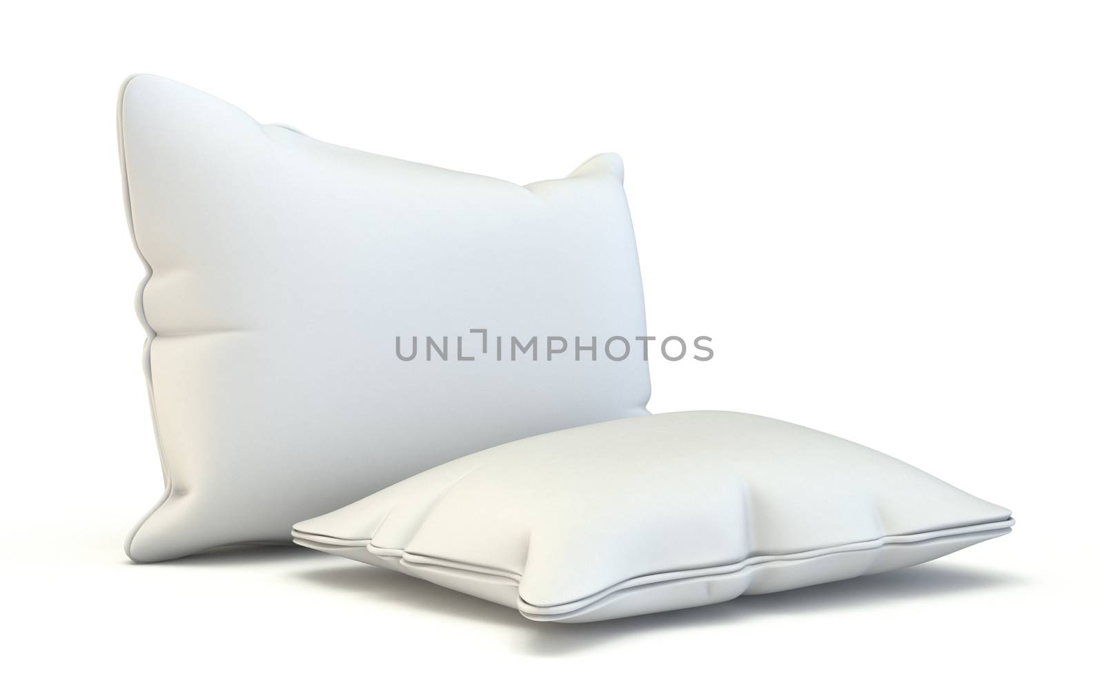 Square pillows 3D render illustration isolated on white background