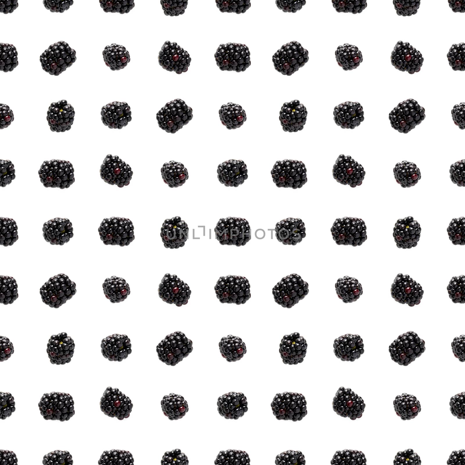 Bramble Seamless pattern. Fresh blackberry seamless pattern. Square pattern with fresh wild berries isolated on white background. flat lay.