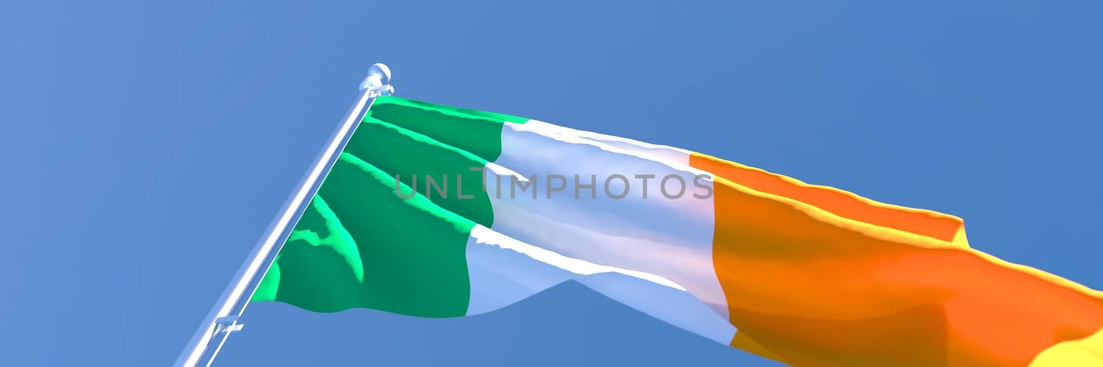 3D rendering of the national flag of Ireland waving in the wind by butenkow
