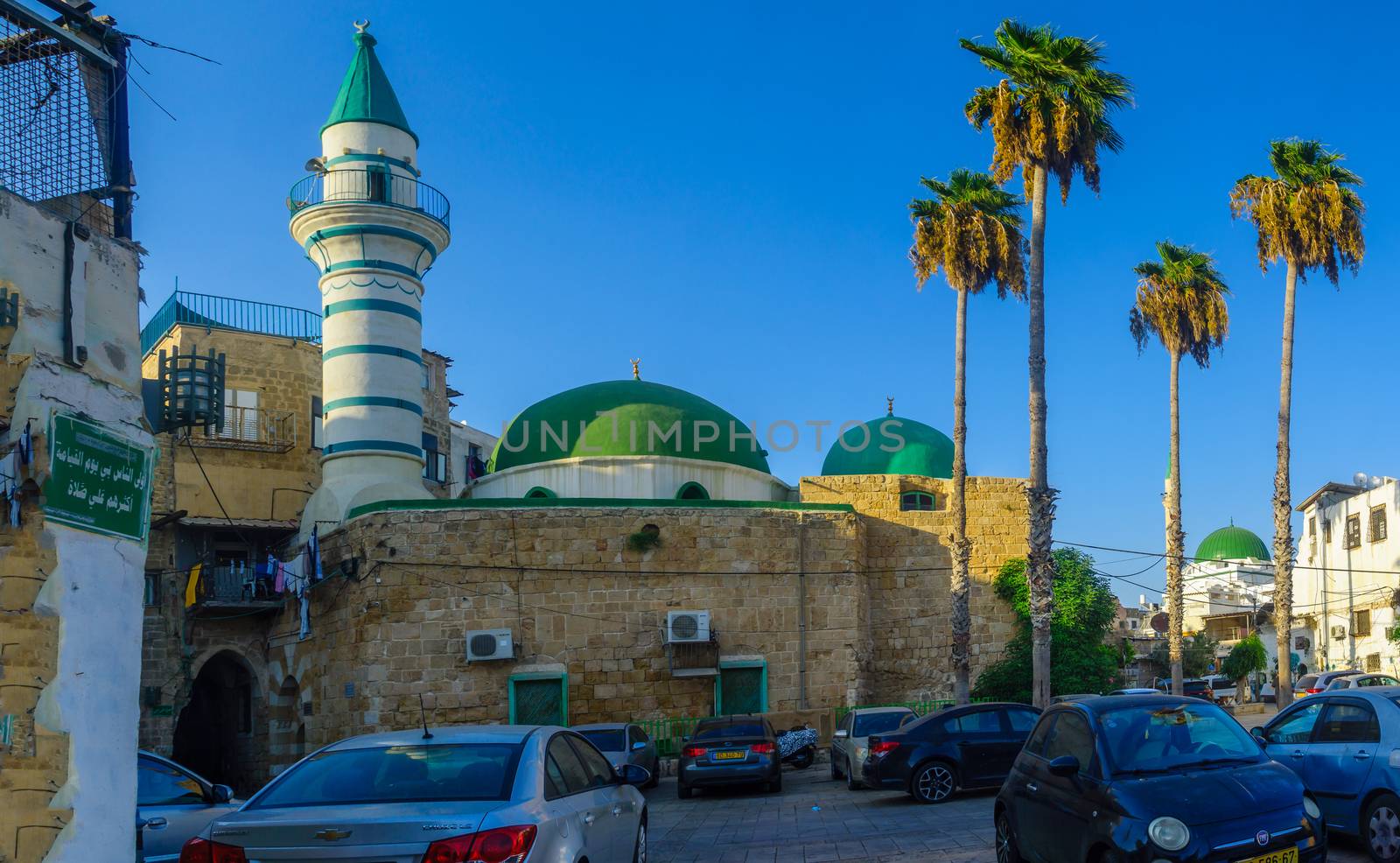 Acre, Israel - September 14, 2020: View of the E-Zaitune Mosque, in the old city of Acre (Akko), Israel