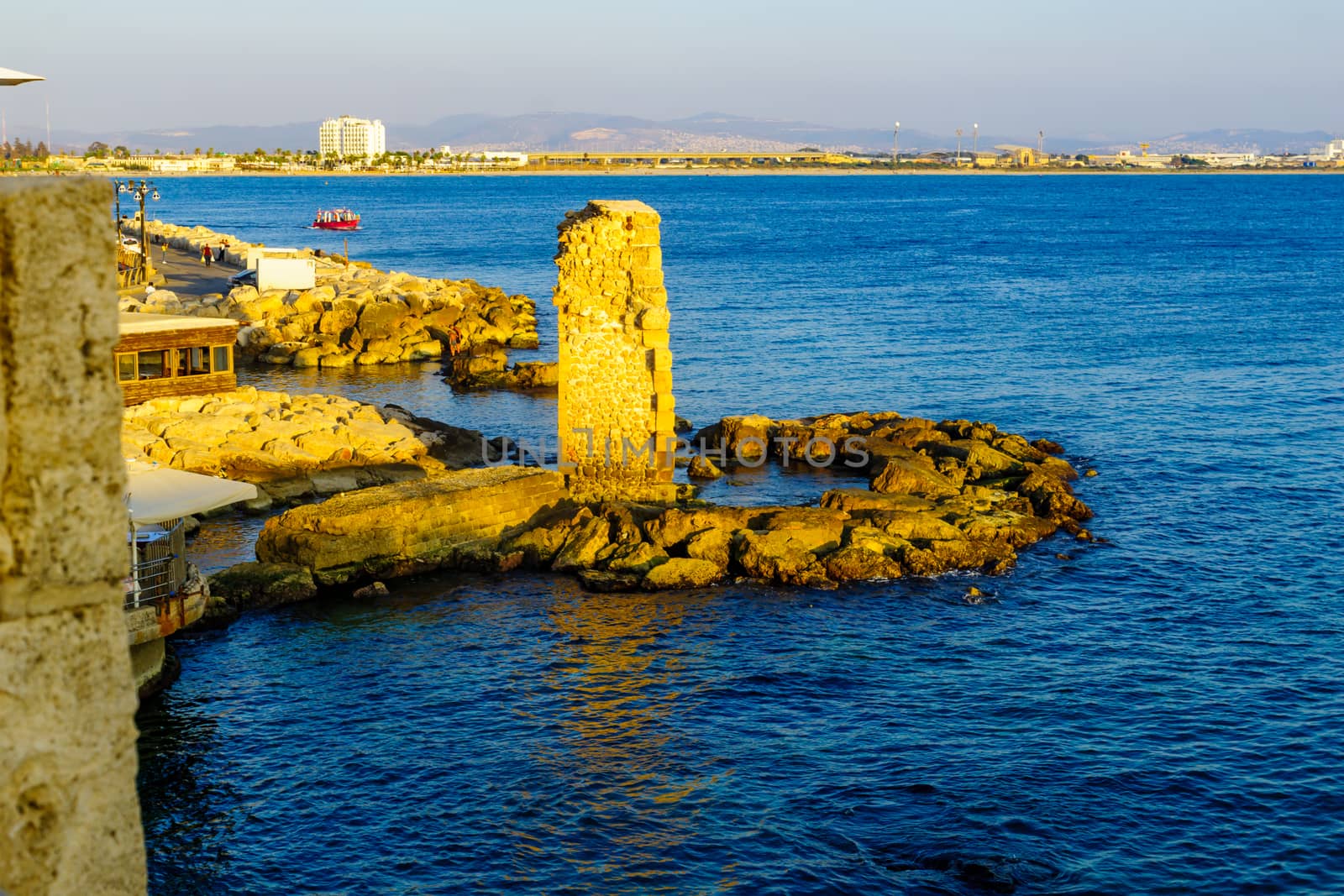 Wall remains and the coast, old city of Acre by RnDmS