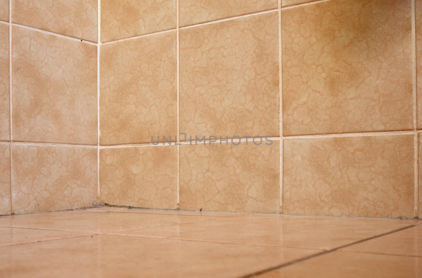 Old brown tiles in a bathroom in need of some maintenance