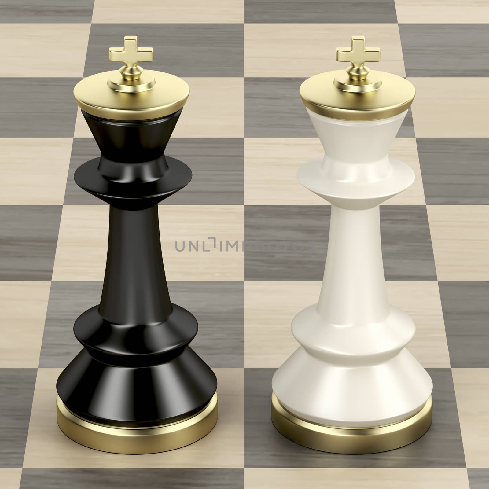 Chess kings on wooden chessboard by magraphics