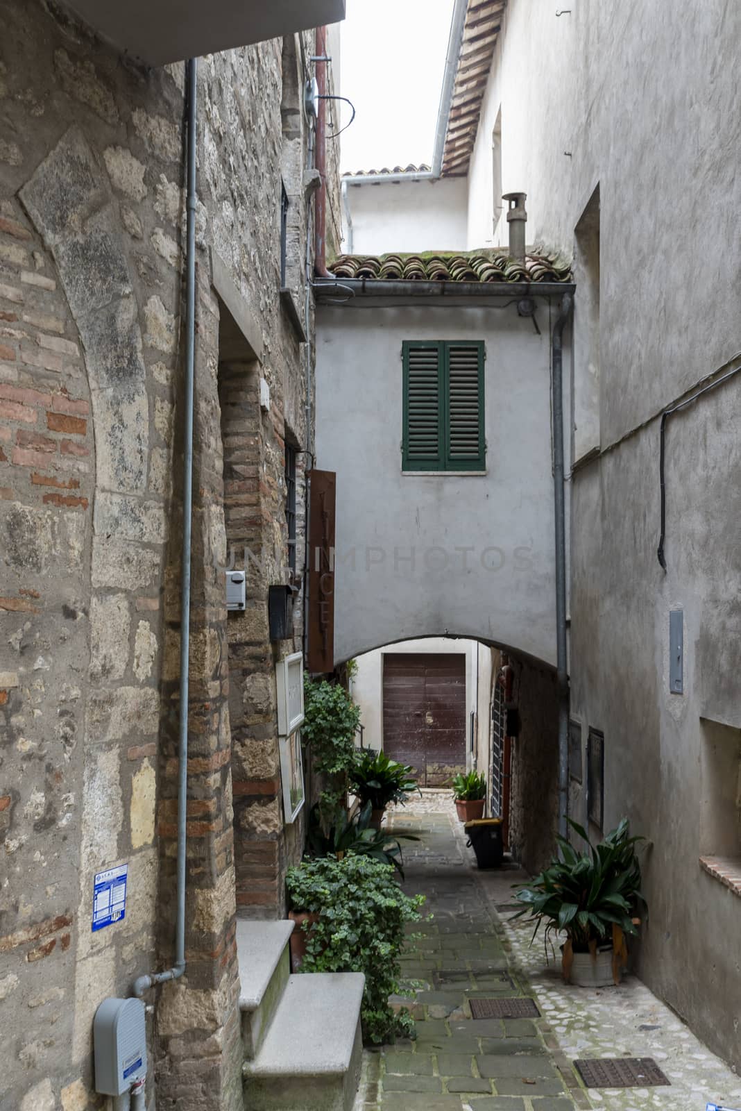 acquasparta,italy september 21 2020:architecture of alleys and buildings in the town of Acquasparta