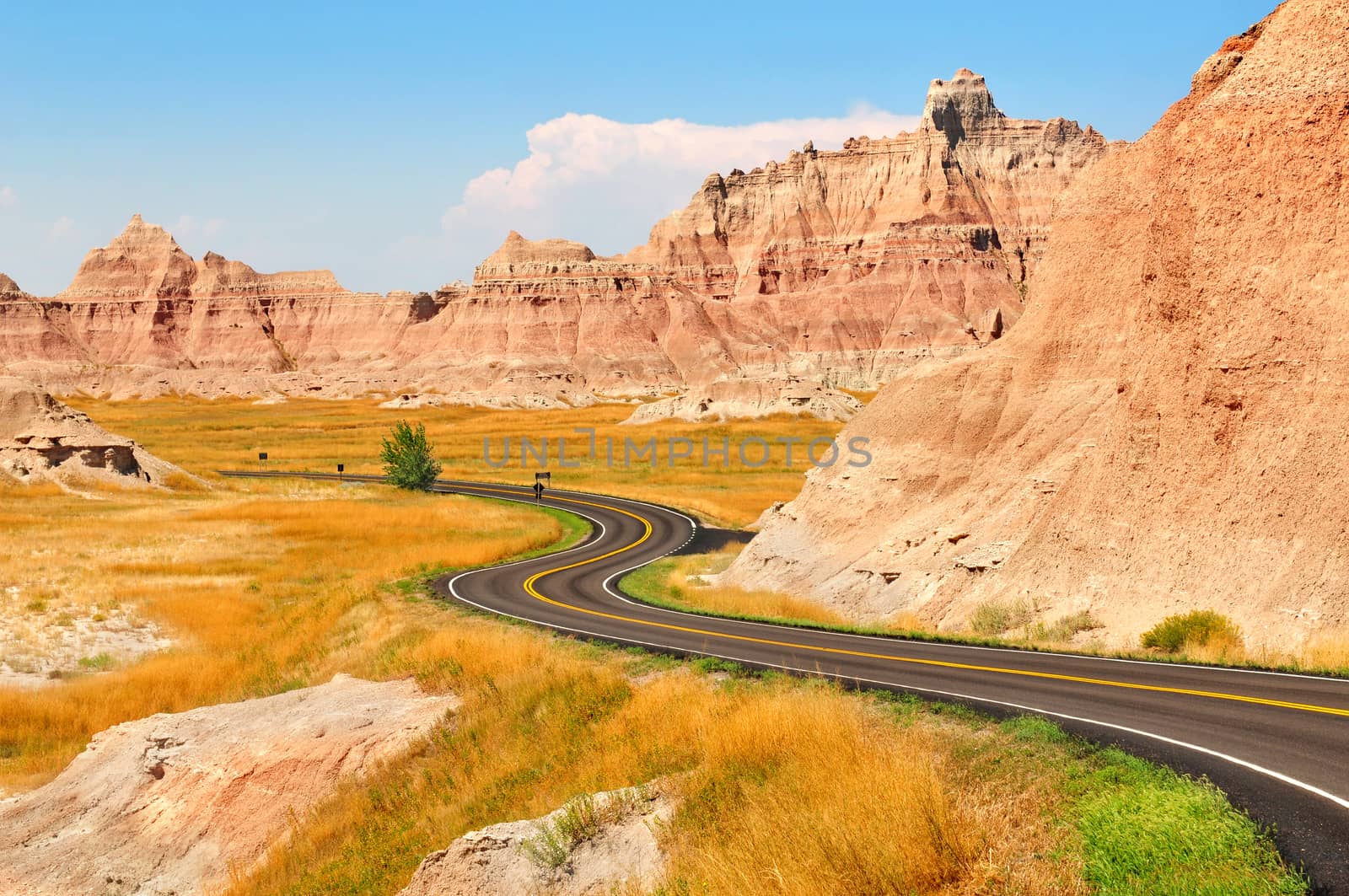 Winding Road at Badlands National Park in South Dakota, U.S.A.