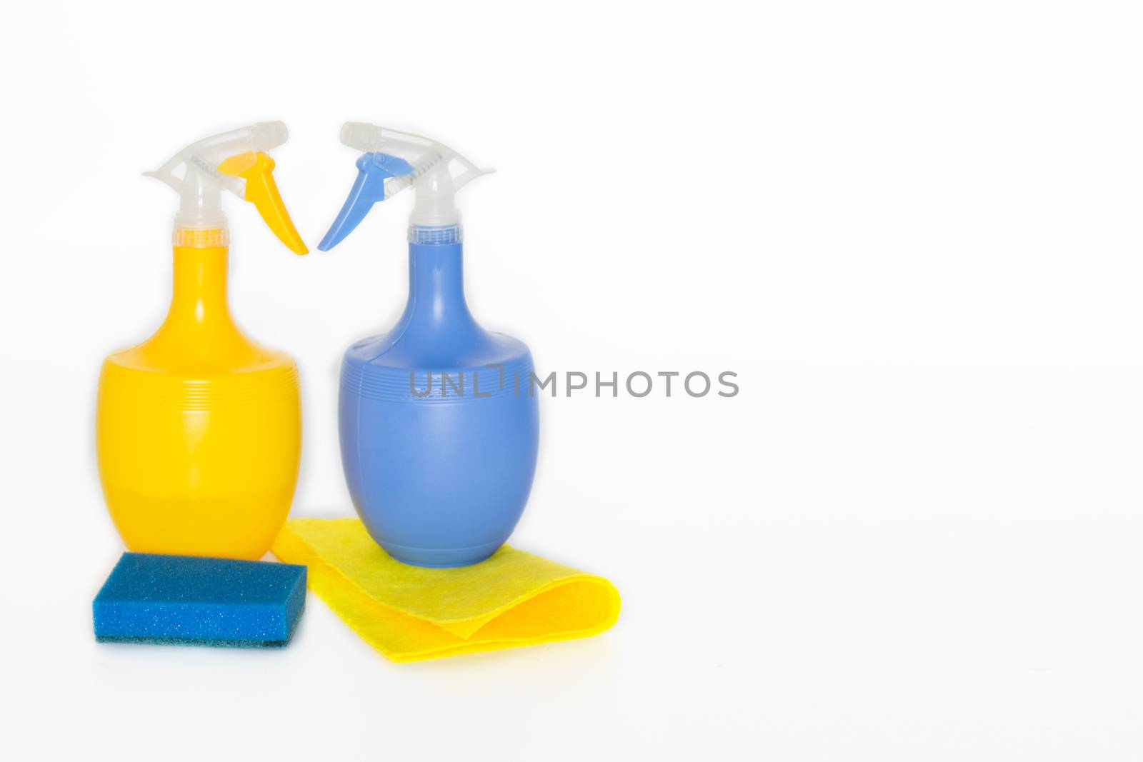 containers for household chemicals.Colorful plastic containers for household detergents, home chemistry.