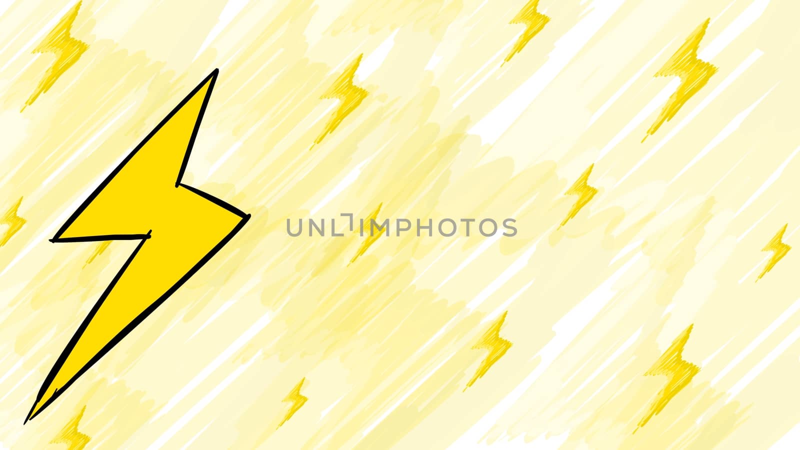 Background lightning Cartoon Sketch Drawing Style with white background. electric, yellow, power, electric, Thunder, Storm, Flash, light sign.