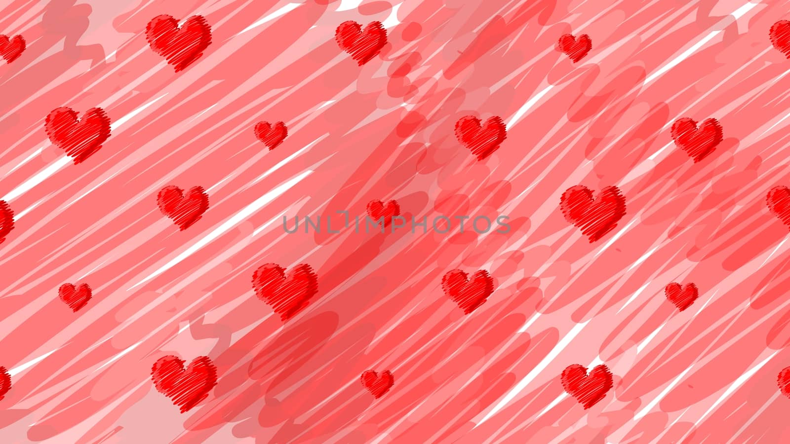 Background cartoon red heart, hand drawn sketch, doodle vector. red symbols drawn by brush, pen, ink, Isolated on white background. Cool trendy handdrawn set for logo, textile print, design by Andreajk3