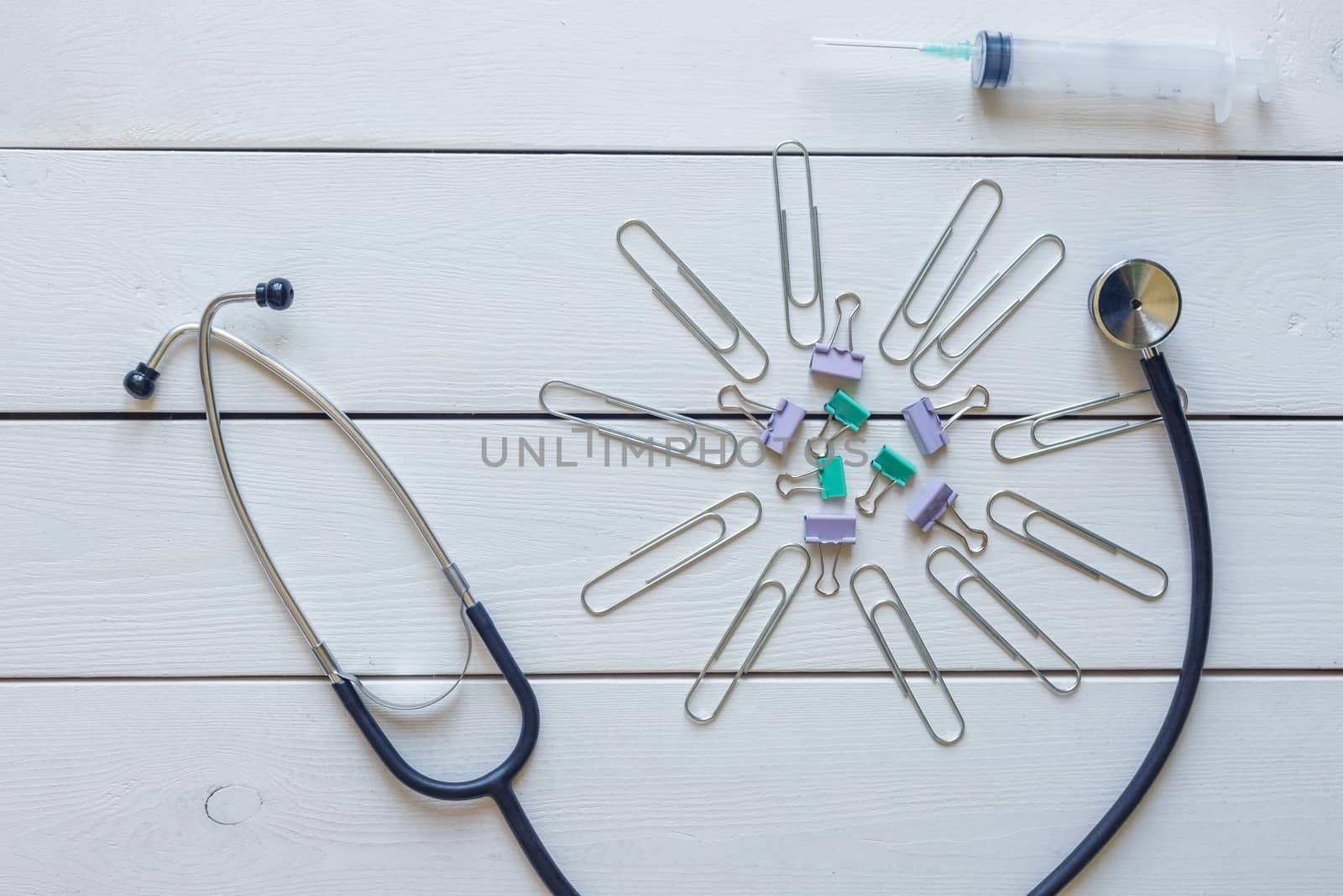 Abstract Coronavirus concept.Virus model using office supplies. by galinasharapova