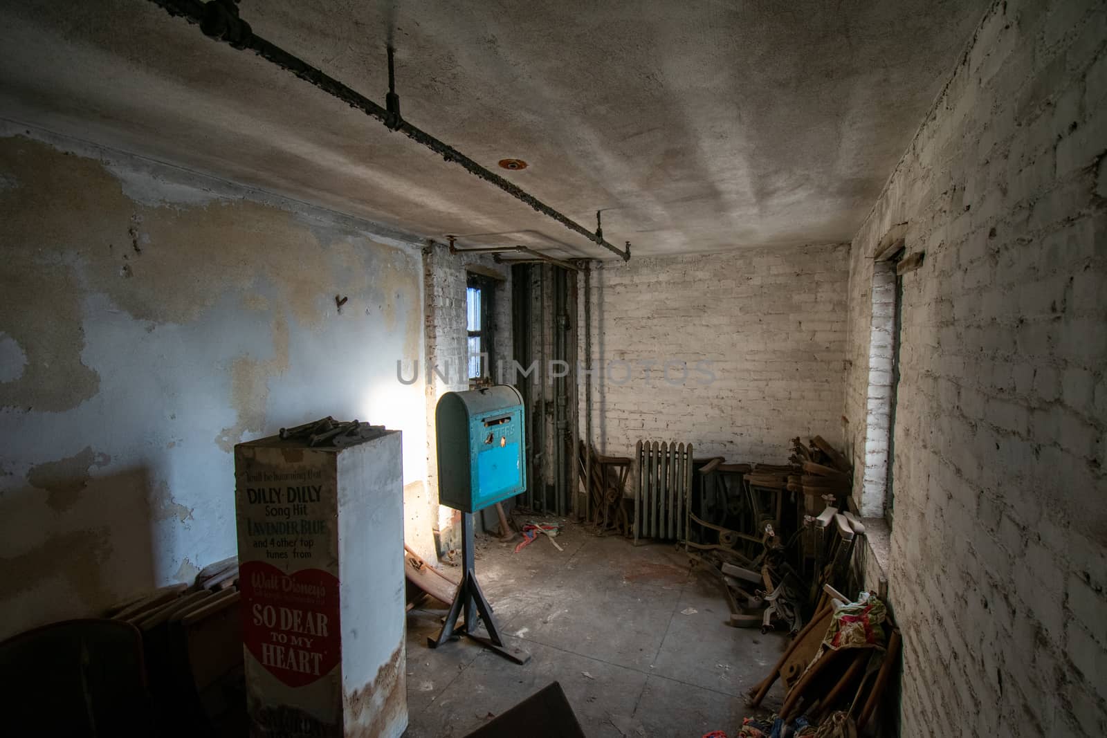 A Room in an Abandoned Theatre Full of Props Used in a Play Years Agog