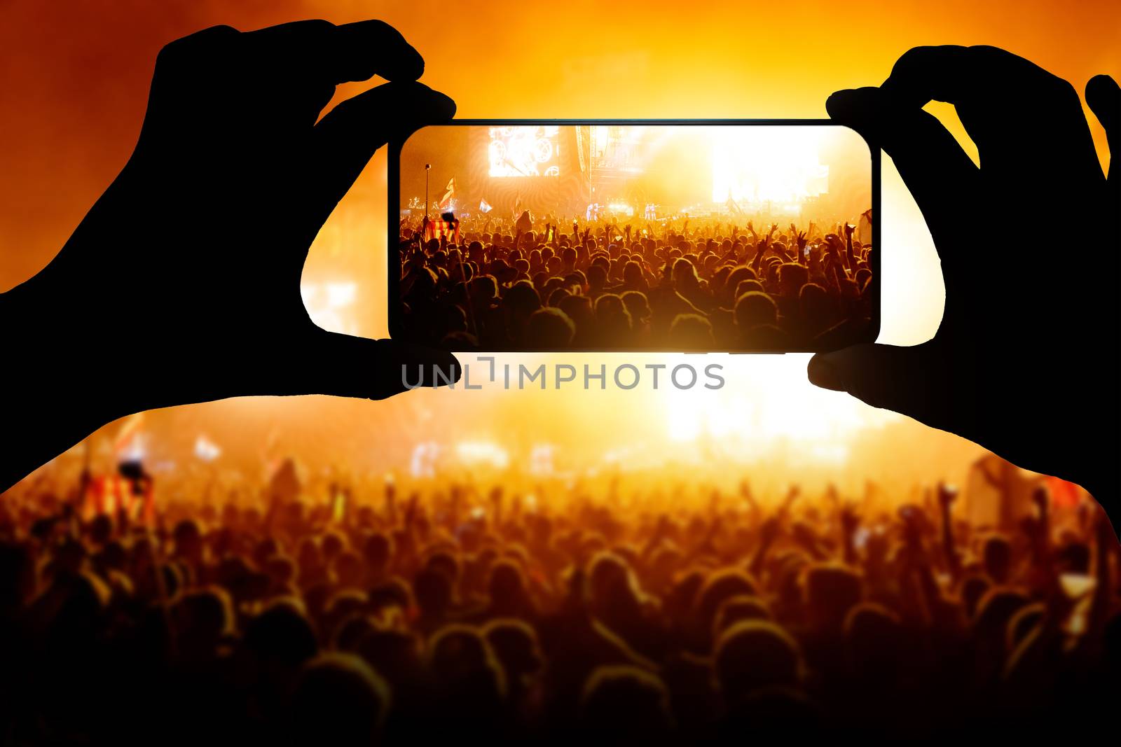 silhouettes of concert crowd by 9parusnikov