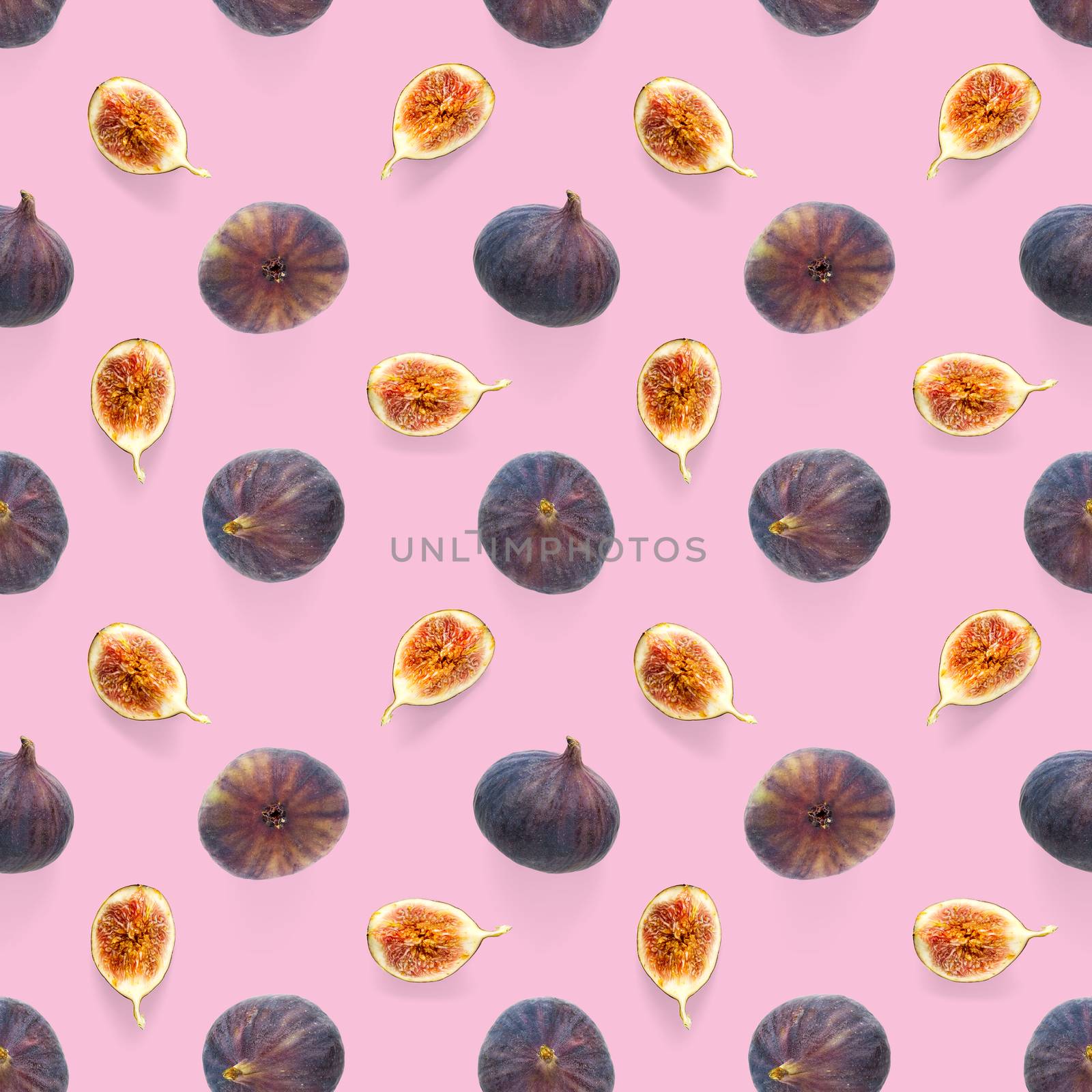 Seamless pattern with ripe figs. Tropical abstract background. Figs on the white background. Seamless pattern for print, textile, wallpapers, design templates.