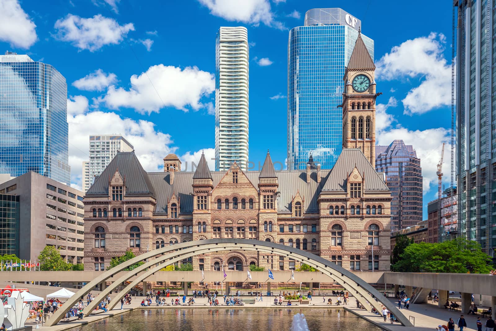Toronto, Canada- September 15, 2019: Toronto City Hall and Nathan Phillips Square in downtown Toronto, Canada