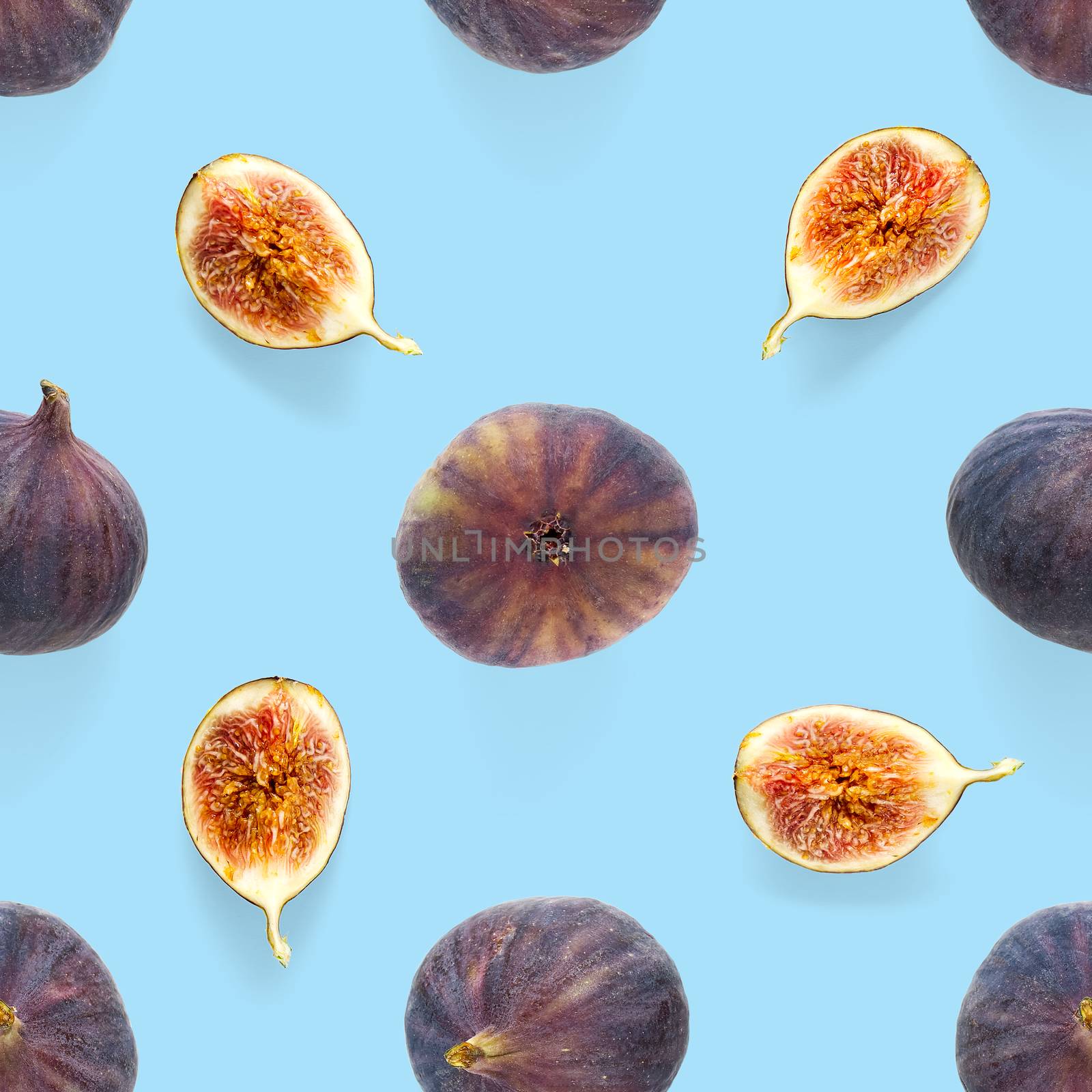 Seamless pattern with ripe figs. Tropical abstract background. Figs on the white background. Seamless pattern for print, textile, wallpapers, design templates.