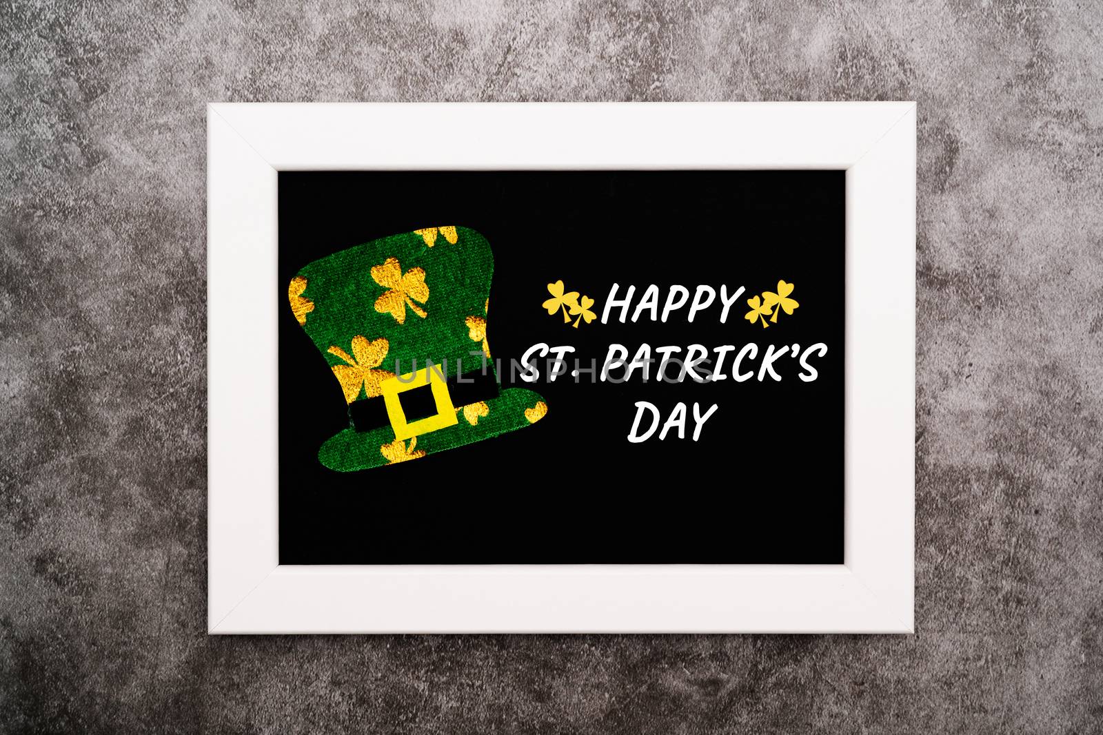 St Patricks day, festive leprechaun hat and green Shamrocks on p by psodaz