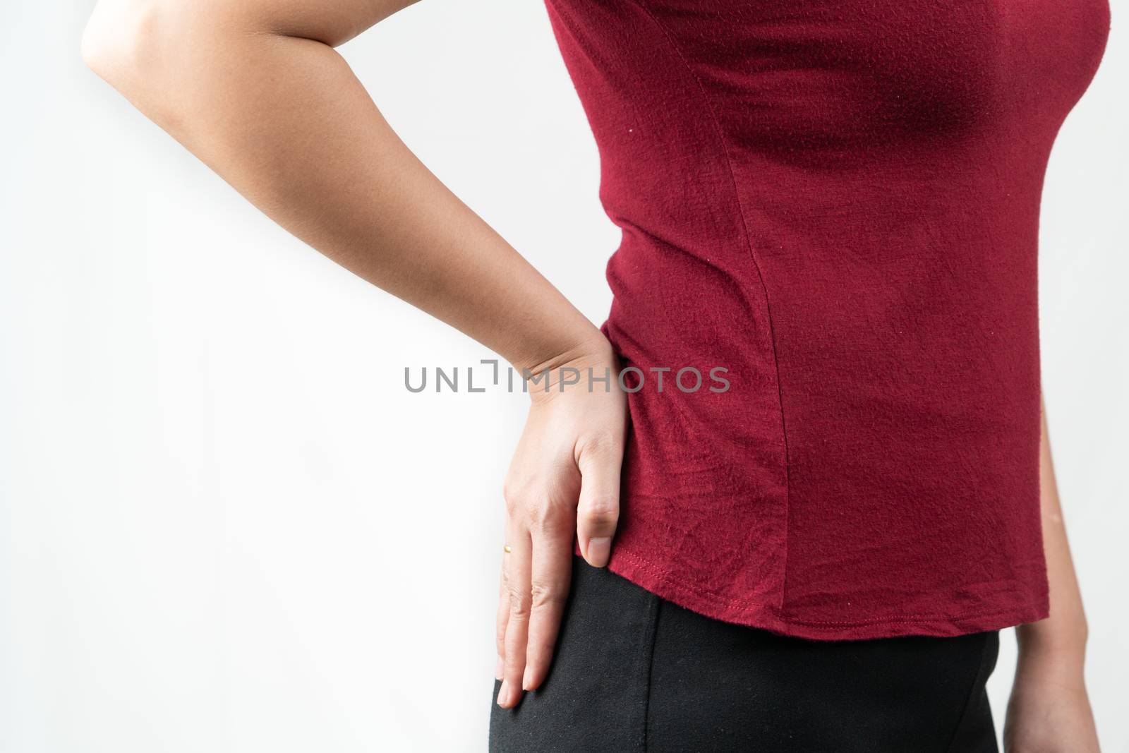 hip pain, women suffer from office syndrome. healthcare and medi by psodaz