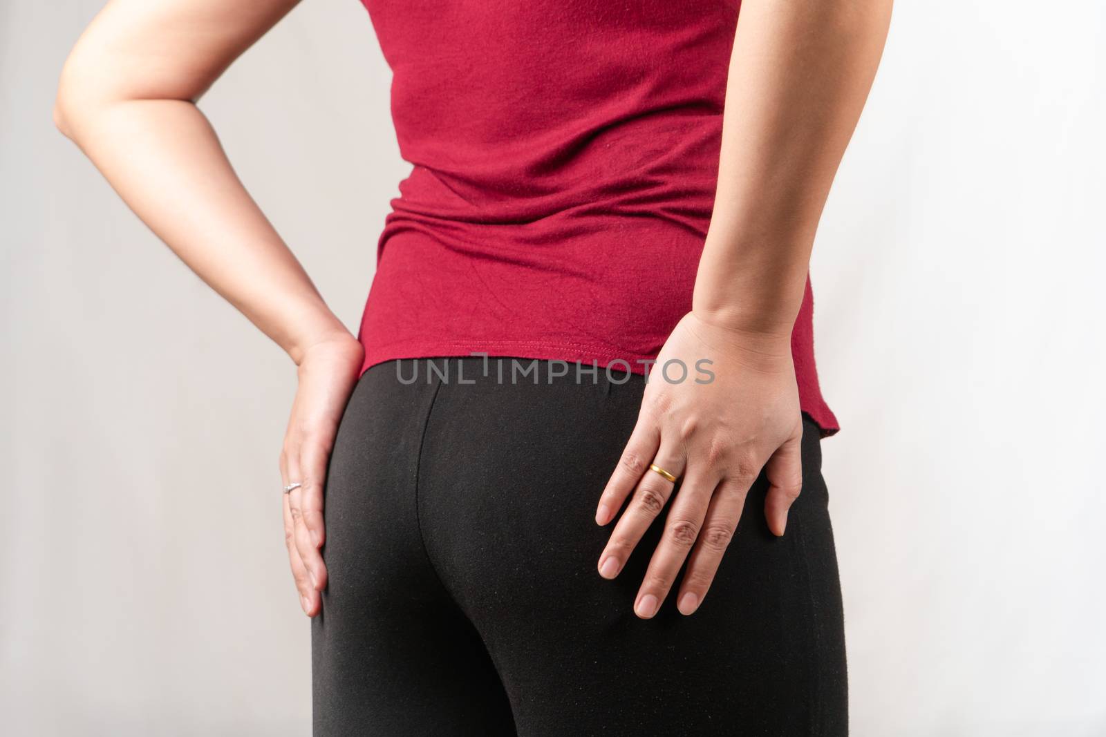 hip pain, women suffer from office syndrome. healthcare and medi by psodaz