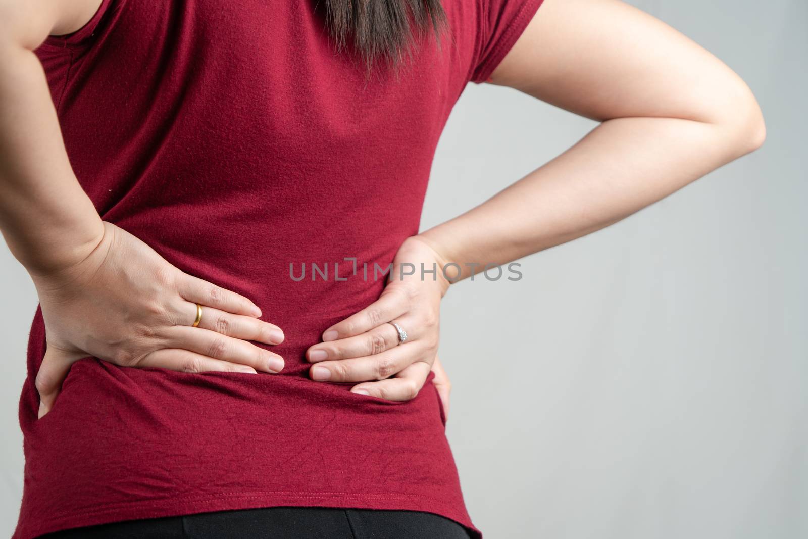back pain, women suffer from backache. healthcare and medical co by psodaz