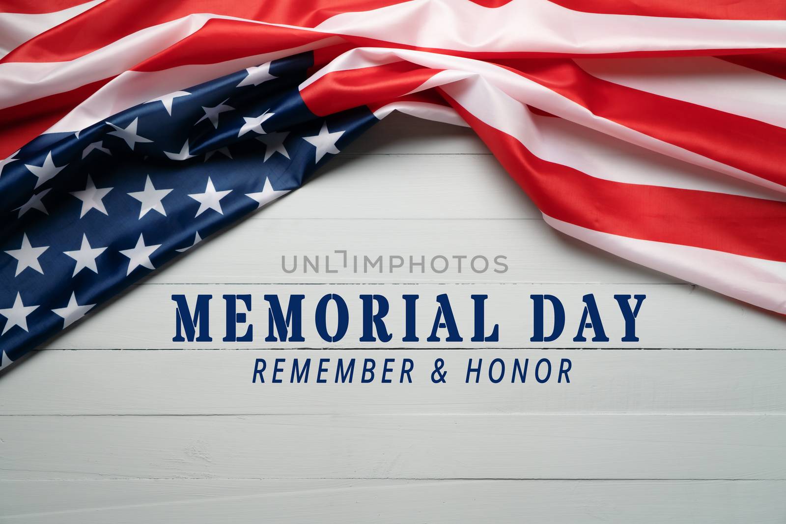 USA Memorial day and Independence day concept, United States of America flag on wooden background