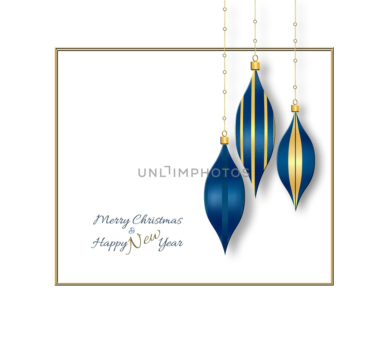 Beautiful set of blue Christmas baubles on white background by NelliPolk
