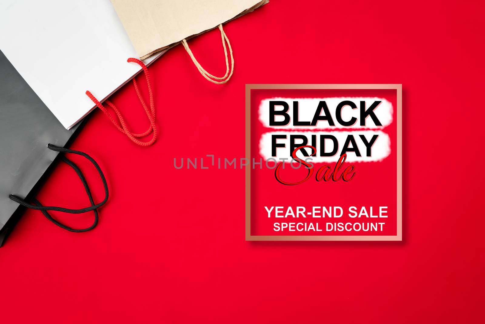 black friday sale, shopping bag on red background