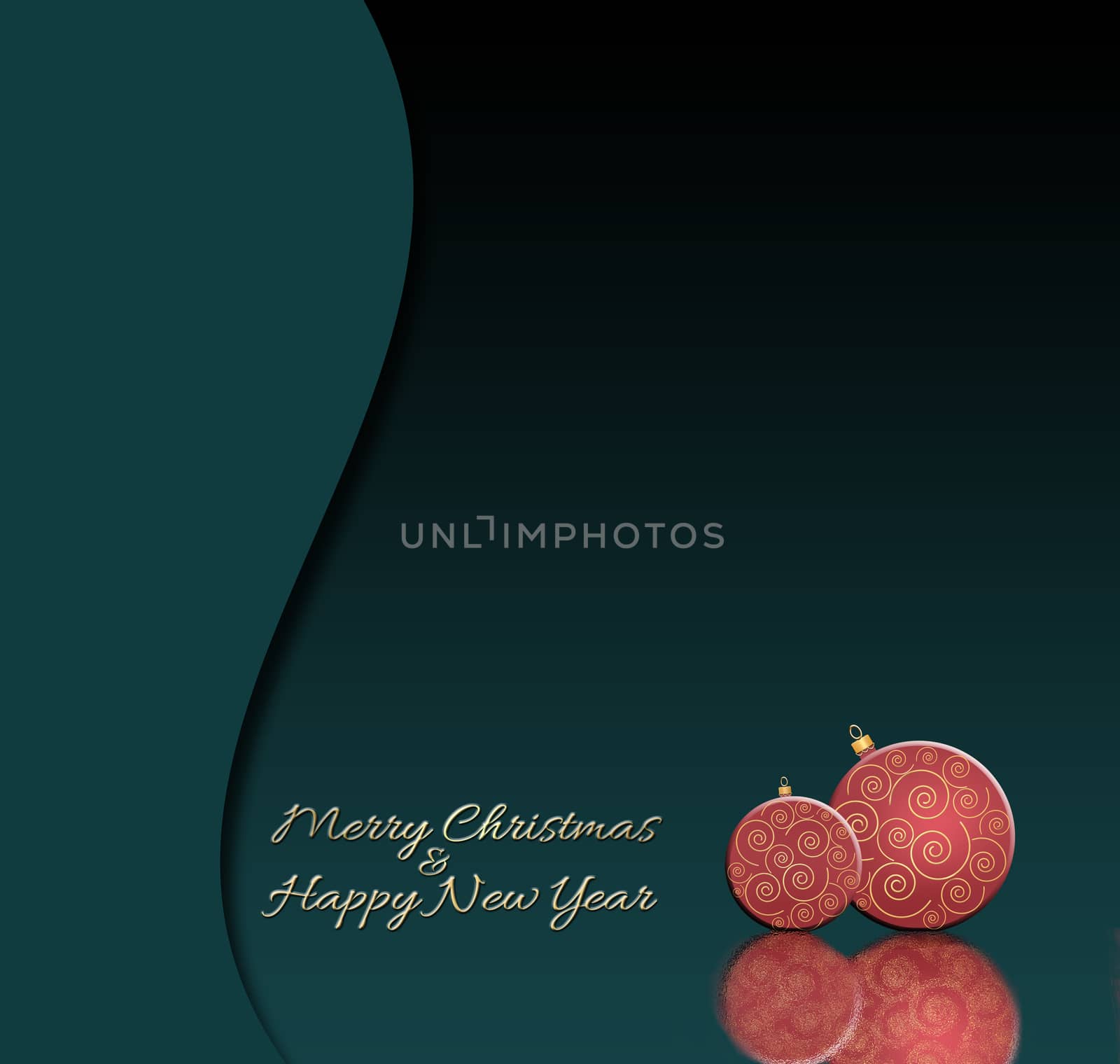 Elegant Christmas background with hanging balls in gtrrn red colour by NelliPolk