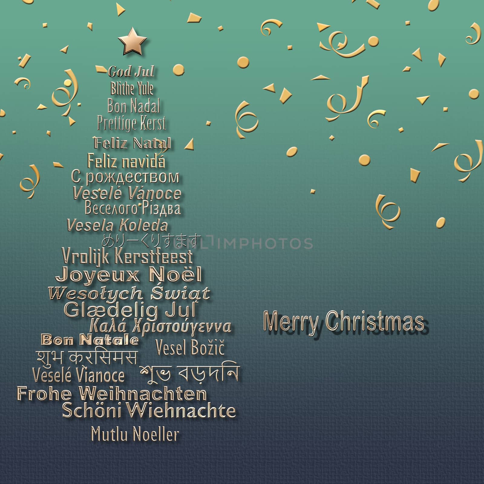 Merry Christmas card in Different Languages by NelliPolk