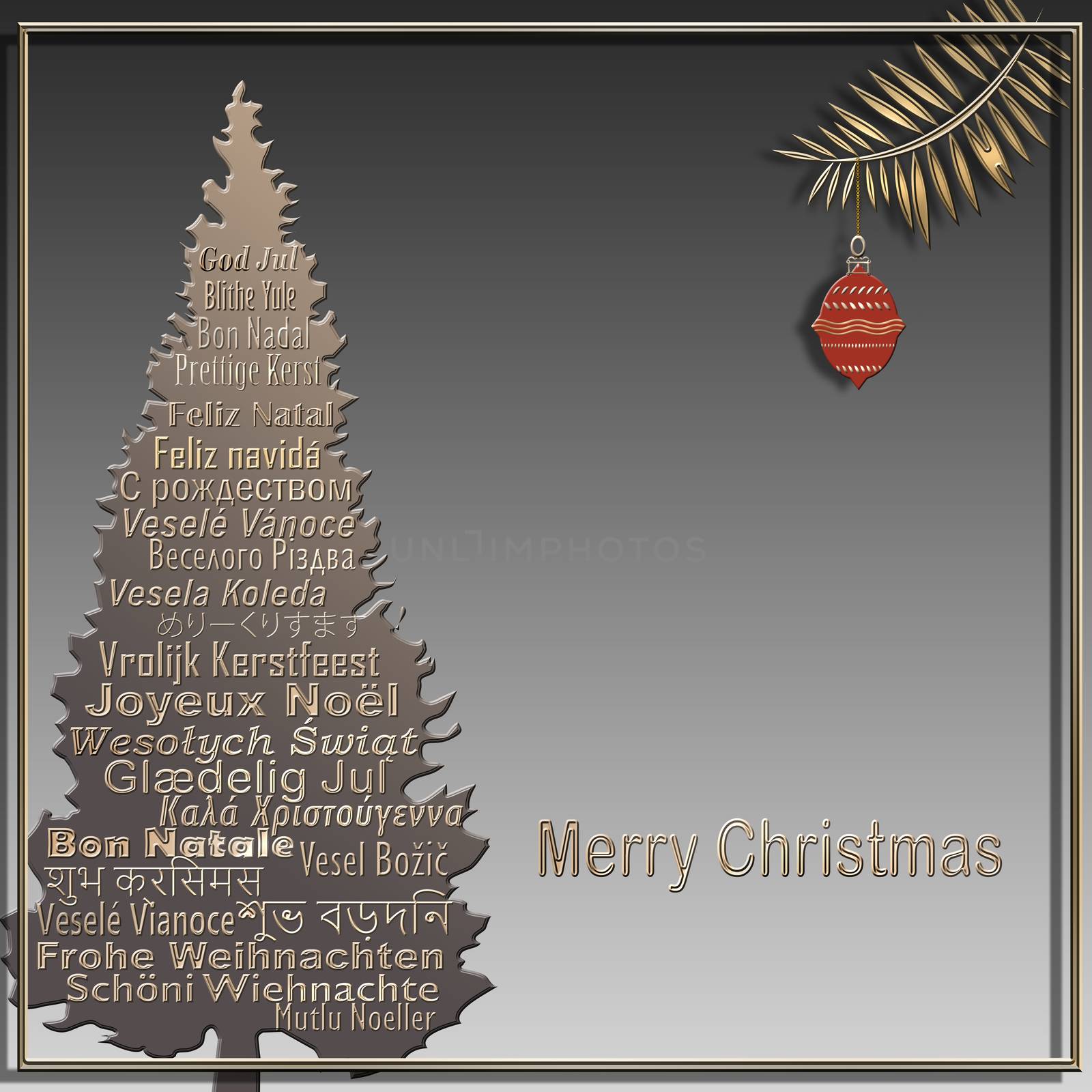 Merry Christmas greeting card in different languages by NelliPolk