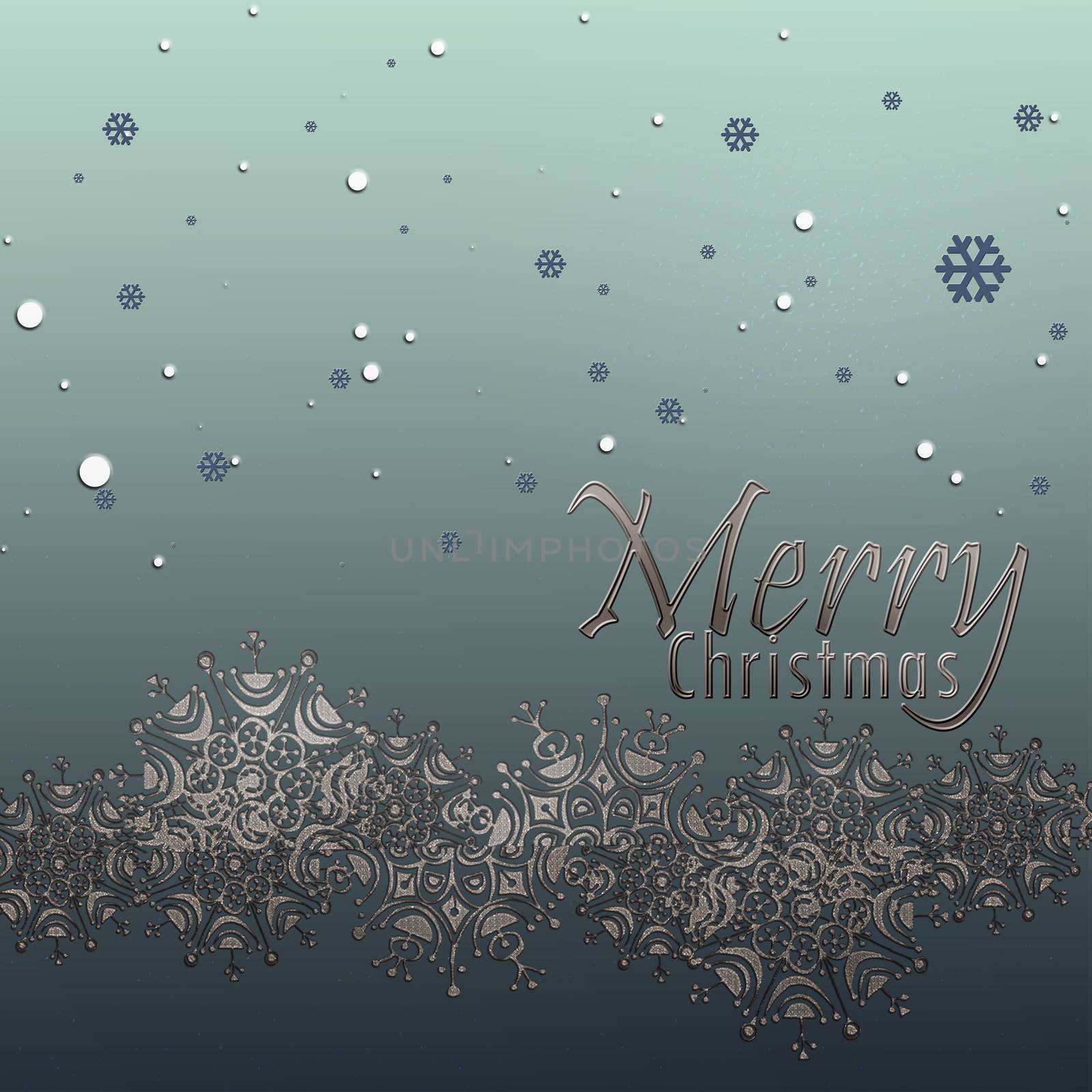 Merry Christmas card with silver snowflakes. Night sky. by NelliPolk