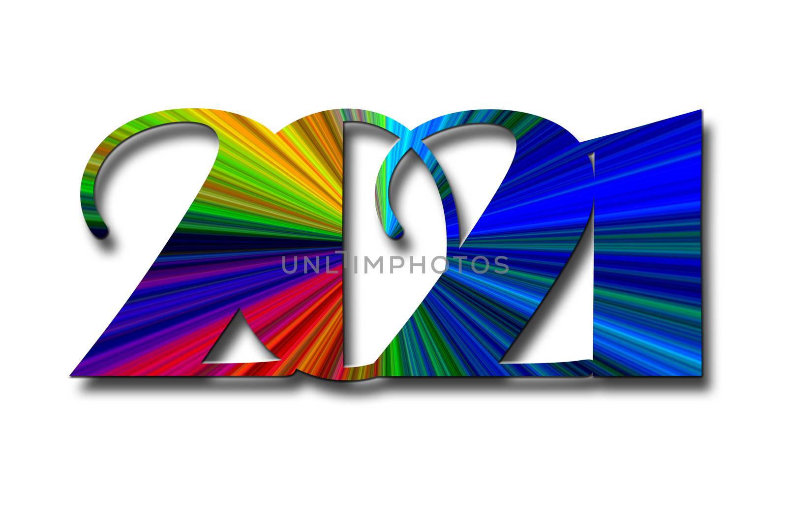 2021 New year greeting card in neon color for banners, flyers, greetings, invitations, business diaries, congratulations and posters. 3D illustration