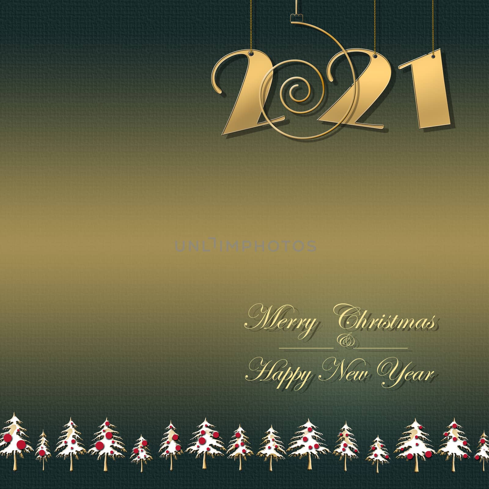 Happy new 2021 year, Merry Christmas elegant gold greeting card. by NelliPolk