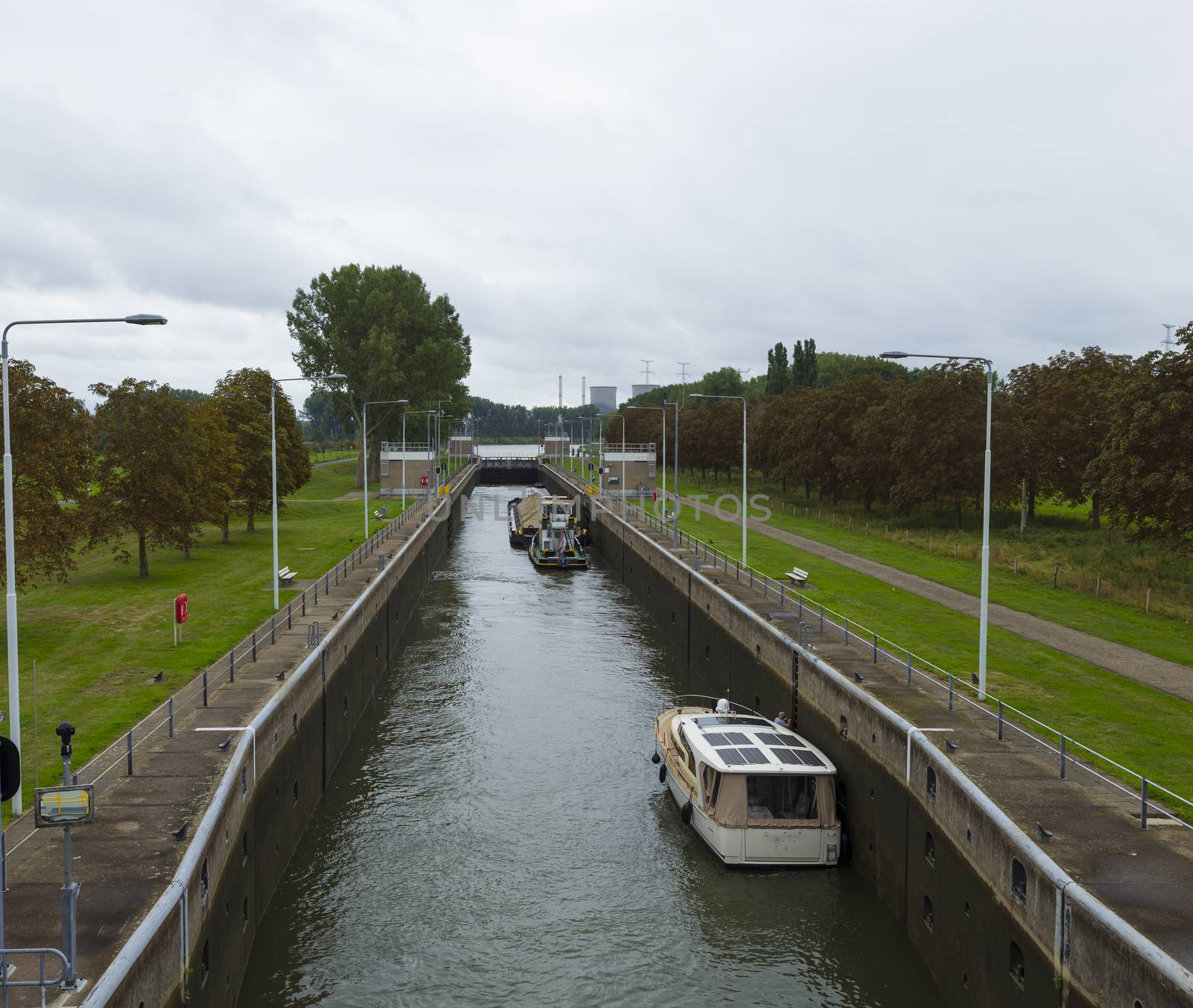 Nederweert,Holland,04-sep-2020: boat lock 15 in the zuid willemsvaart build in 1920, This lock has replaced the old lock 14 and 15 that were placed during the digging of the canal between Wessem and Nederweert